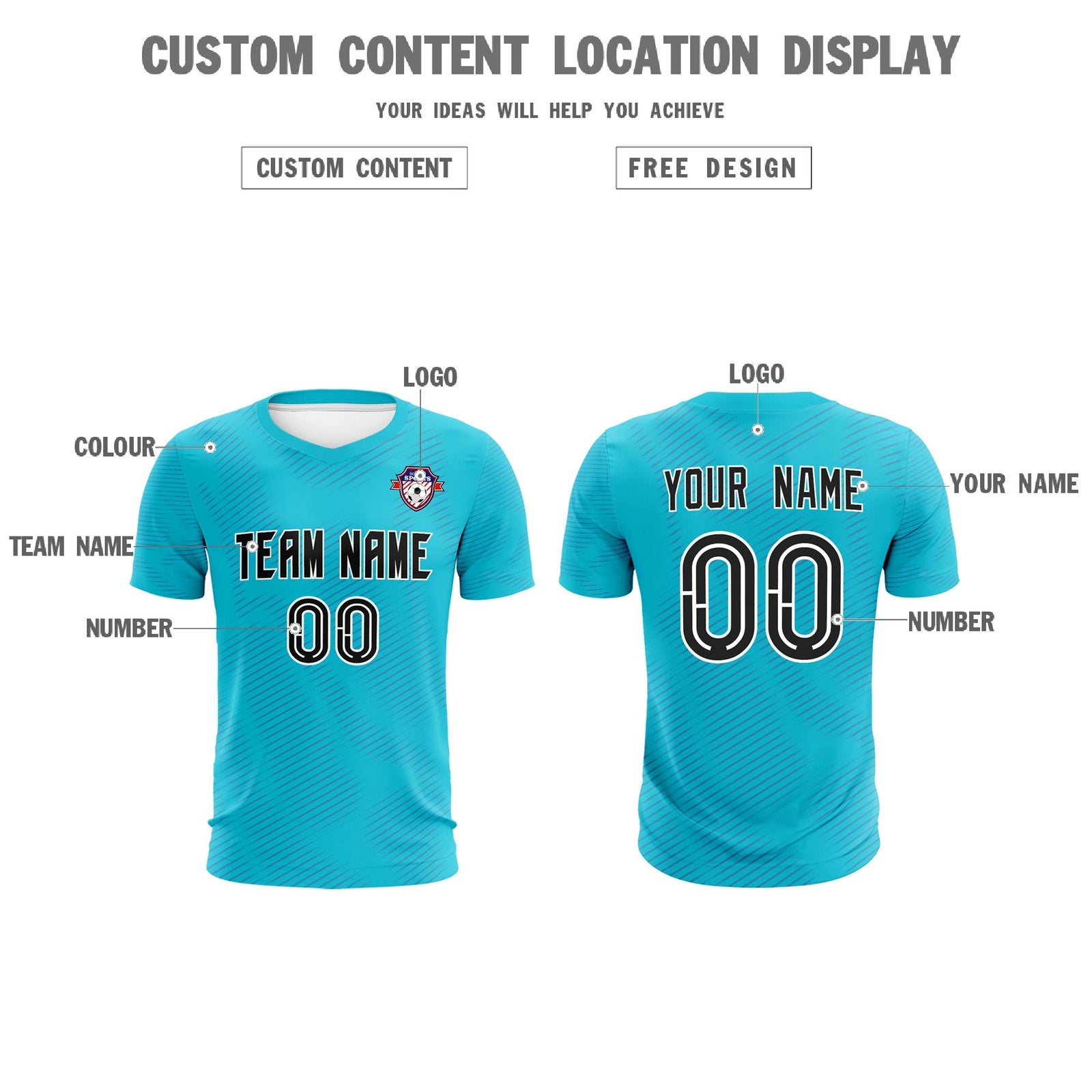 Custom Sky Blue Royal Training Uniform For Men Soccer Sets Jersey