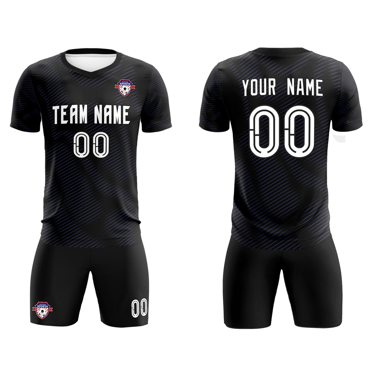 Custom Black Purple Training Uniform For Men Soccer Sets Jersey
