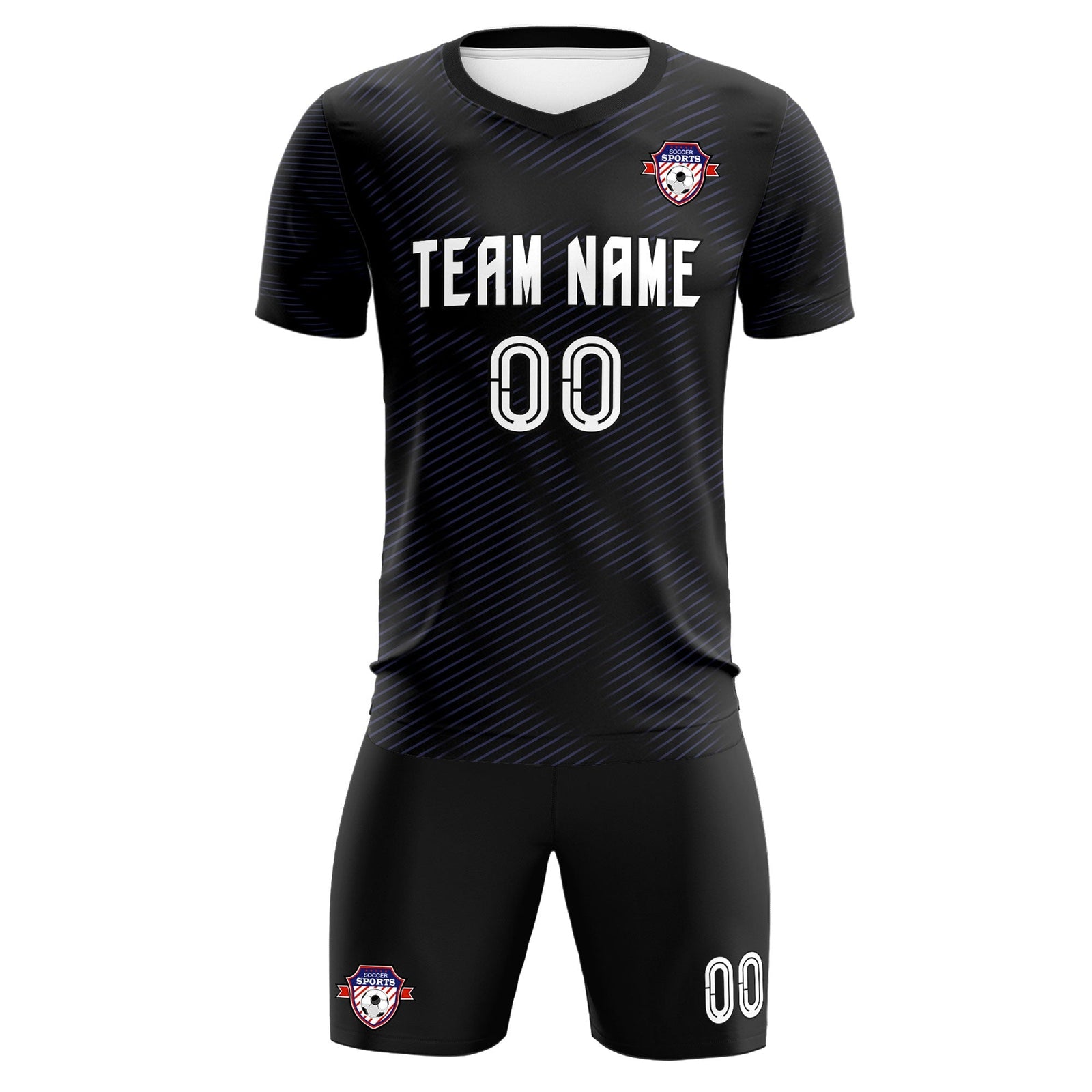 Custom Black Purple Training Uniform For Men Soccer Sets Jersey