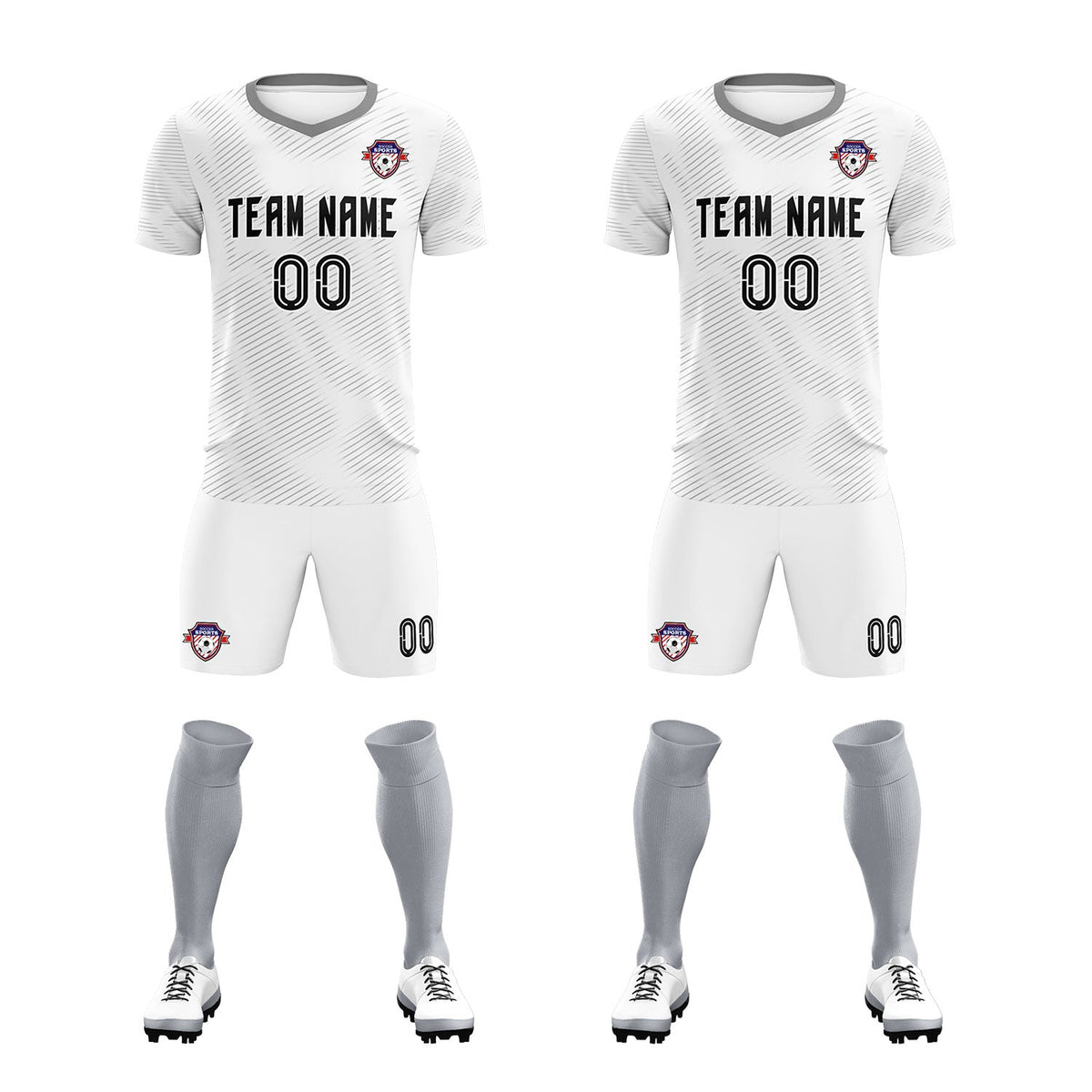 Custom White Gray Training Uniform For Men Soccer Sets Jersey