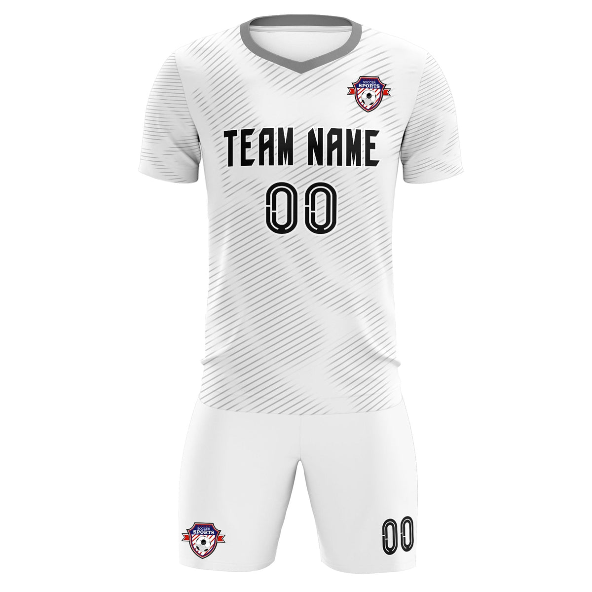 Custom White Gray Training Uniform For Men Soccer Sets Jersey