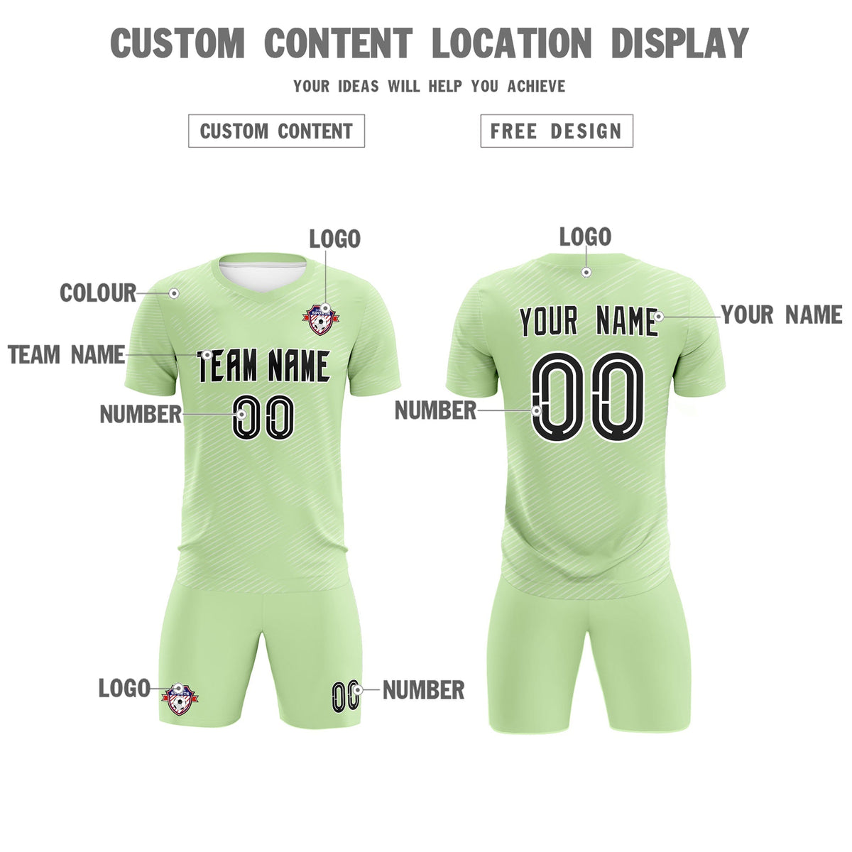 Custom Green White Training Uniform For Men Soccer Sets Jersey