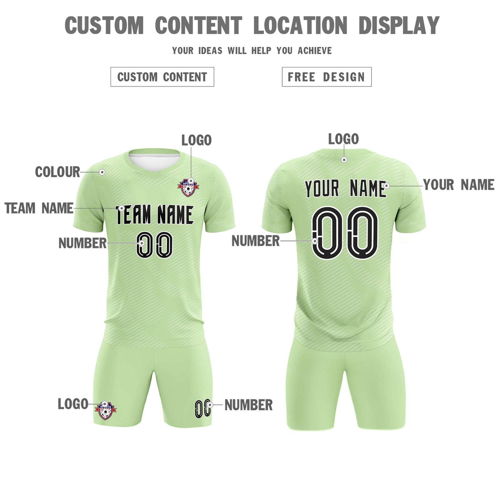 Custom Green White Training Uniform For Men Soccer Sets Jersey