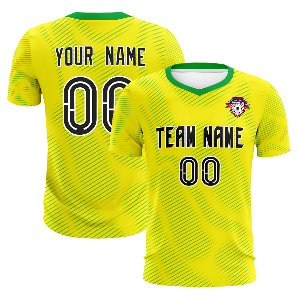 Custom Gold Kelly Green Training Uniform For Men Soccer Sets Jersey