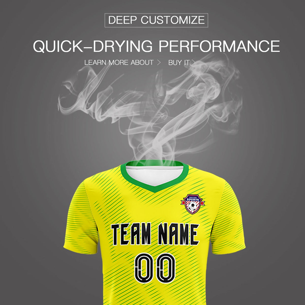 Custom Gold Kelly Green Training Uniform For Men Soccer Sets Jersey