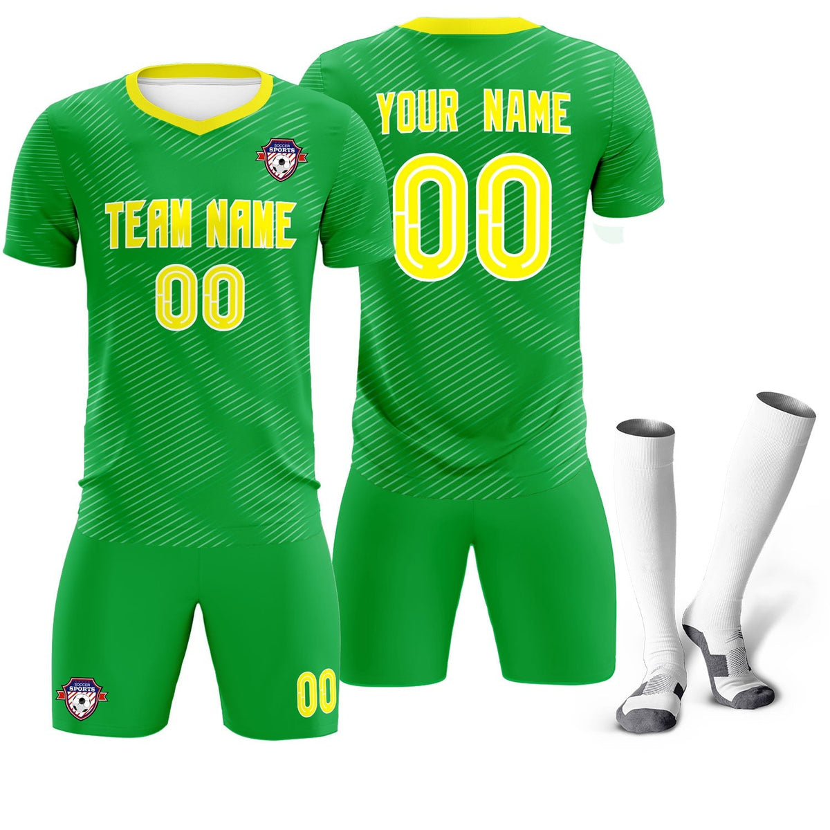 Custom Kelly Green Gold Training Uniform For Men Soccer Sets Jersey