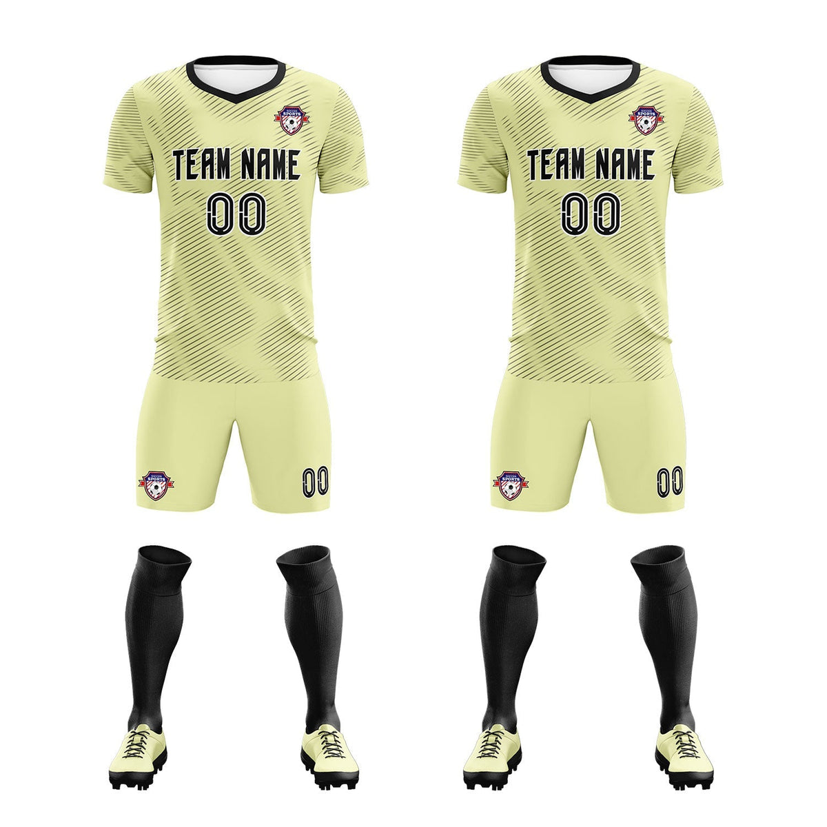 Custom Cream Black Training Uniform For Men Soccer Sets Jersey