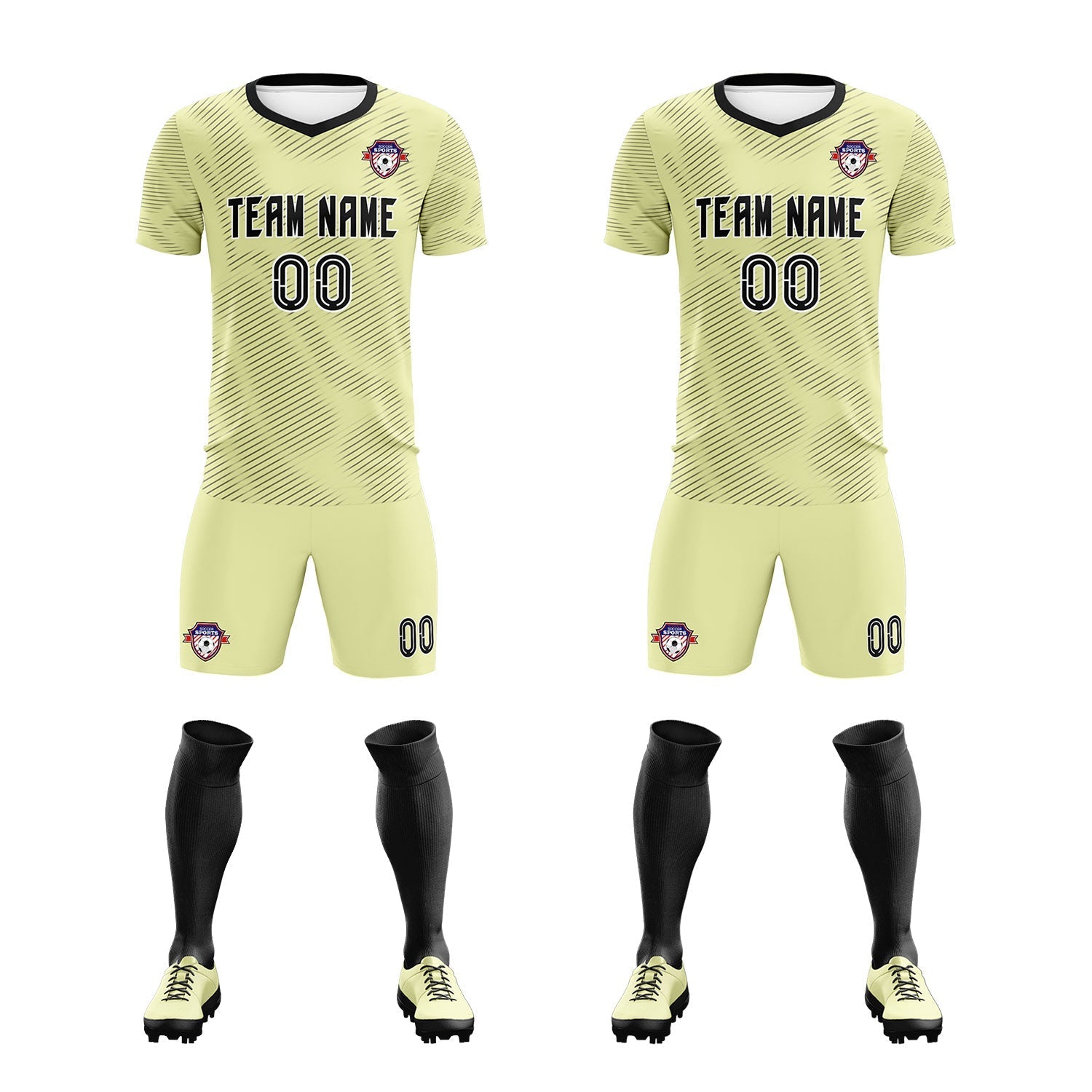 Custom Cream Black Training Uniform For Men Soccer Sets Jersey