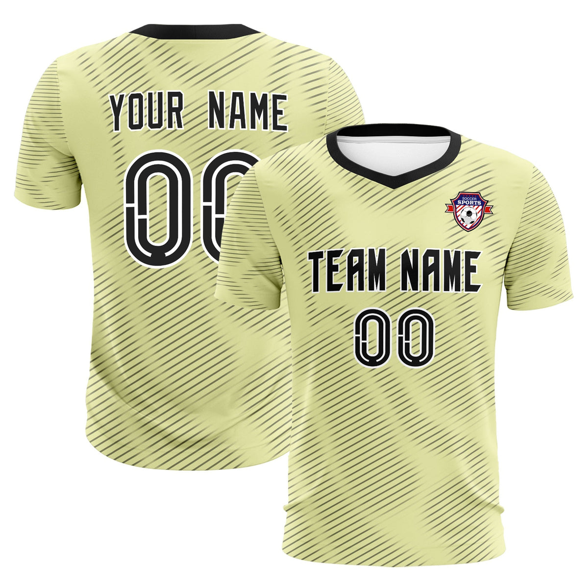 Custom Cream Black Training Uniform For Men Soccer Sets Jersey