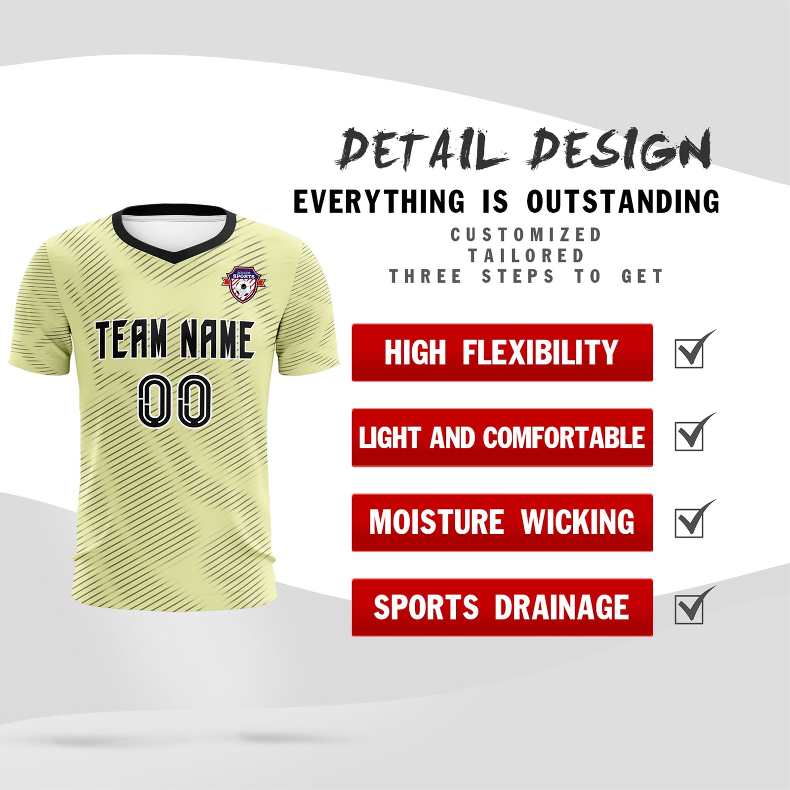 Custom Cream Black Training Uniform For Men Soccer Sets Jersey