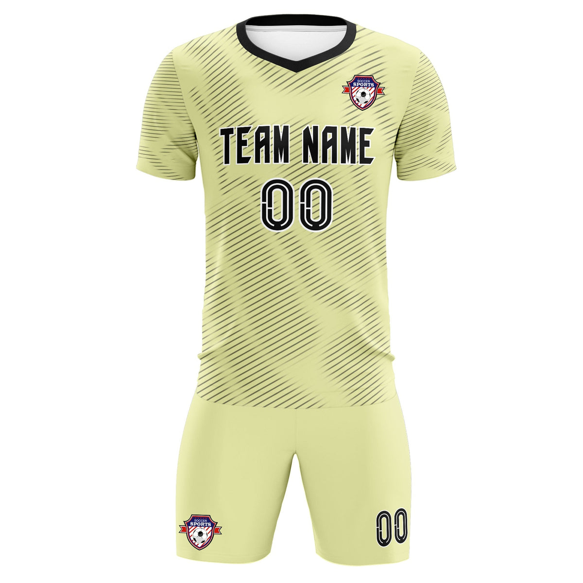 Custom Cream Black Training Uniform For Men Soccer Sets Jersey