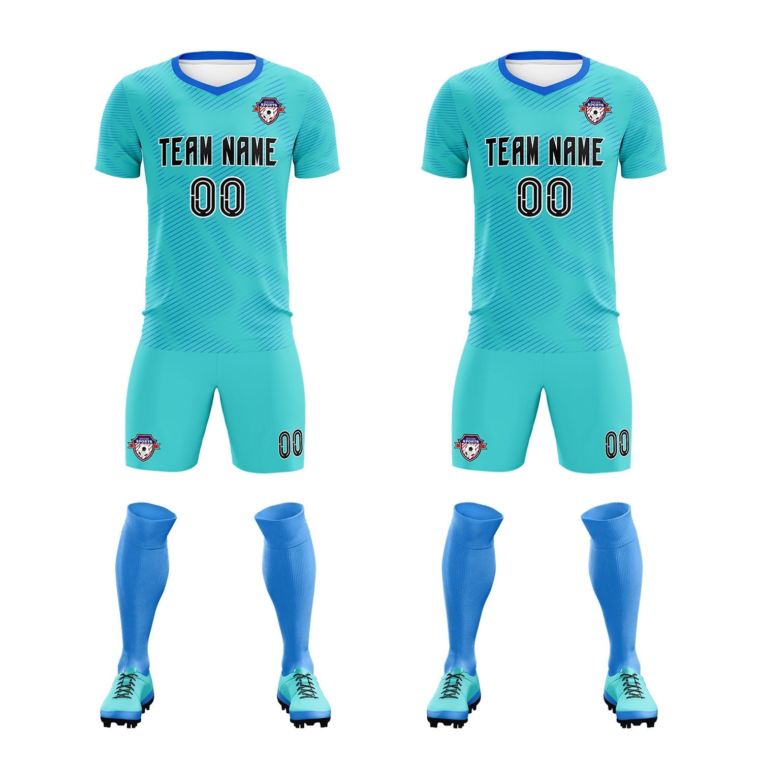 Custom Sky Blue Powder Blue Training Uniform For Men Soccer Sets Jersey
