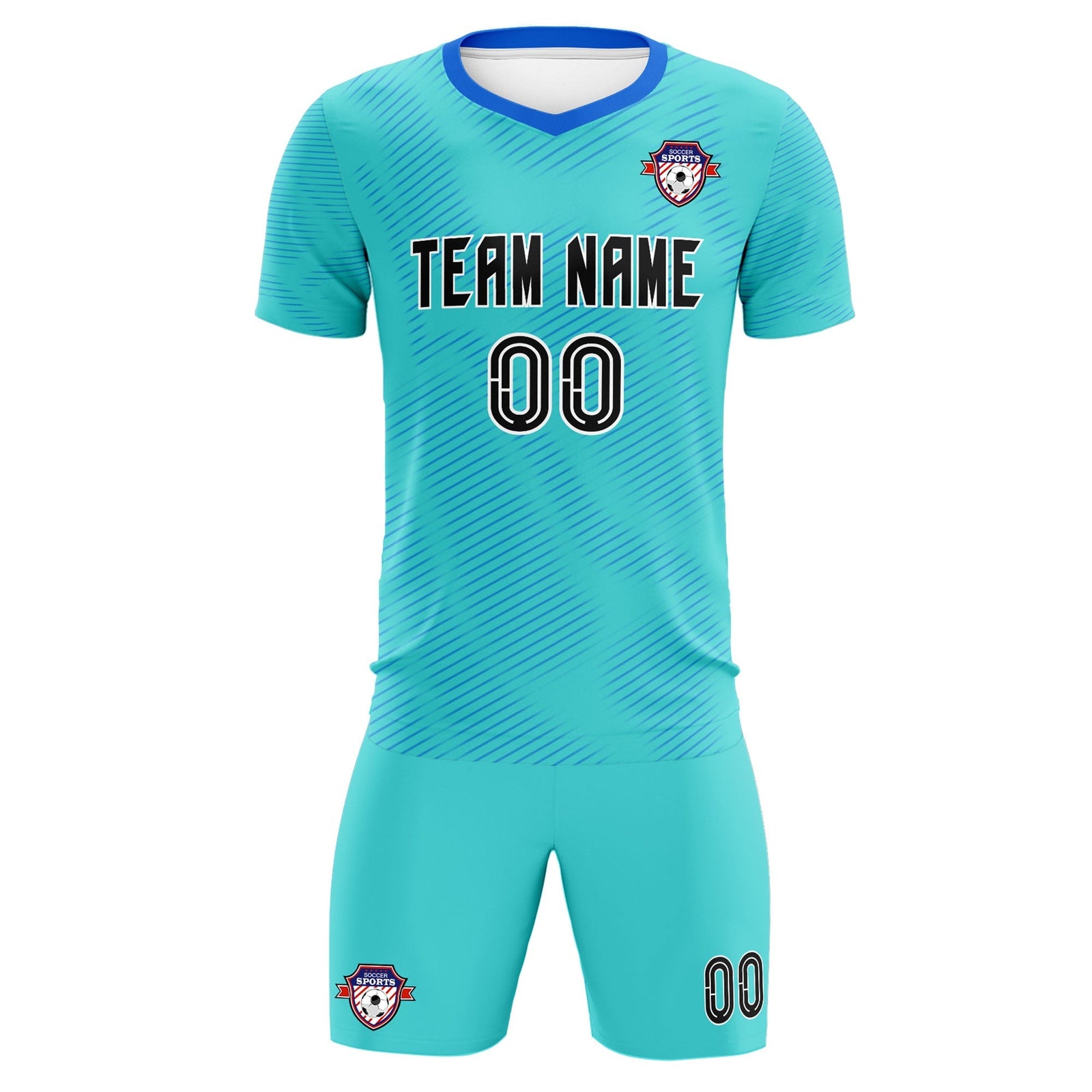 Custom Sky Blue Powder Blue Training Uniform For Men Soccer Sets Jersey