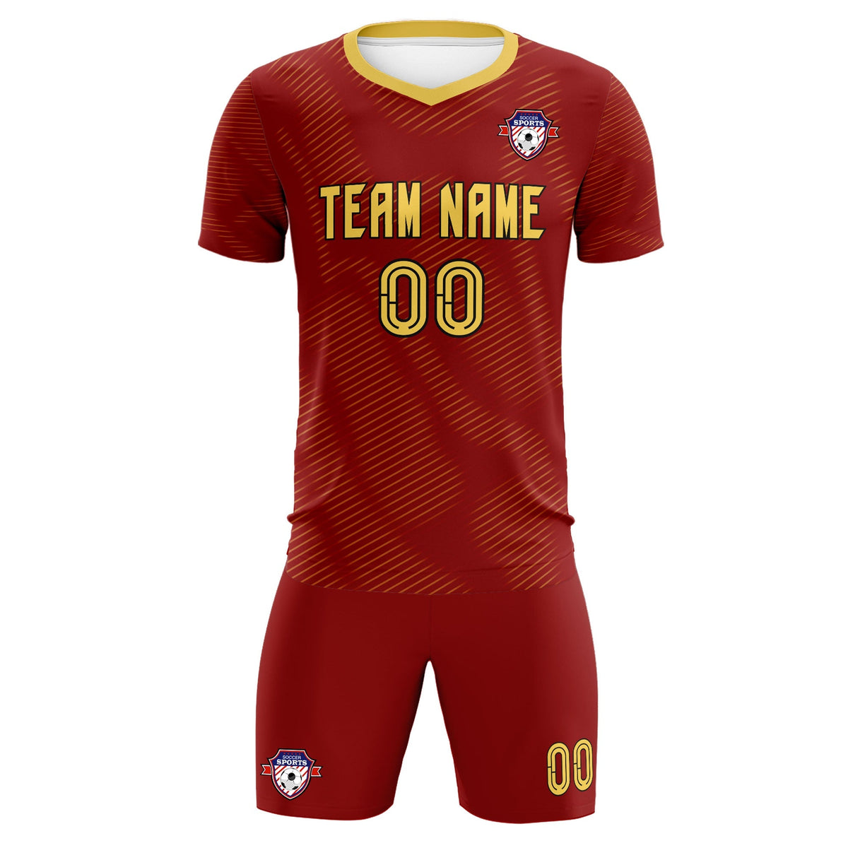 Custom Crimson Khaki Training Uniform For Men Soccer Sets Jersey