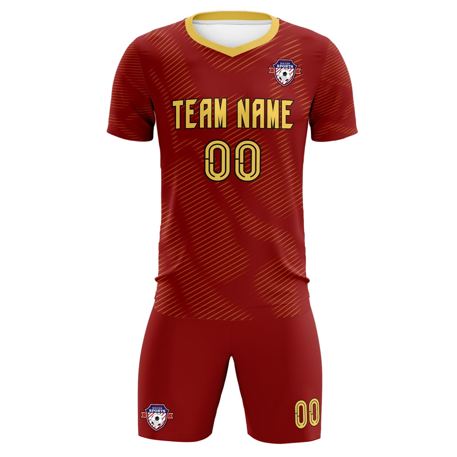 Custom Crimson Khaki Training Uniform For Men Soccer Sets Jersey