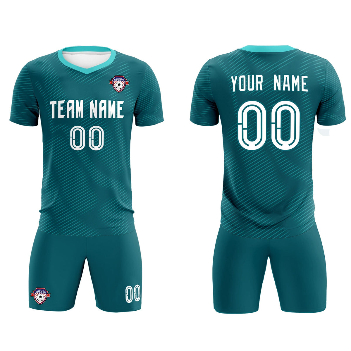 Custom Aqua Aqua Training Uniform For Men Soccer Sets Jersey