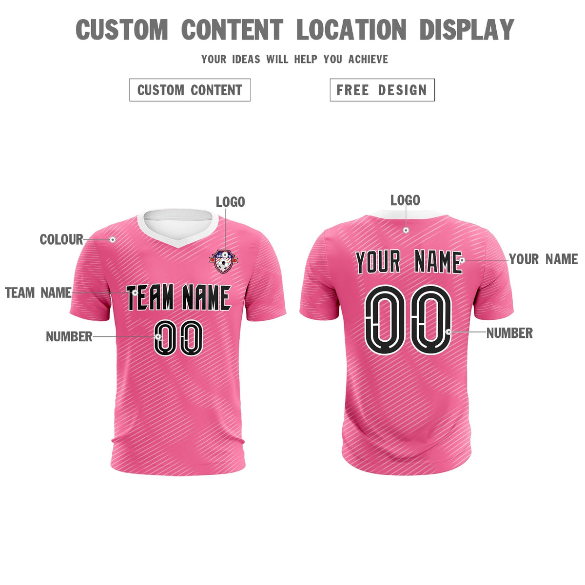 Custom Pink White Training Uniform For Men Soccer Sets Jersey