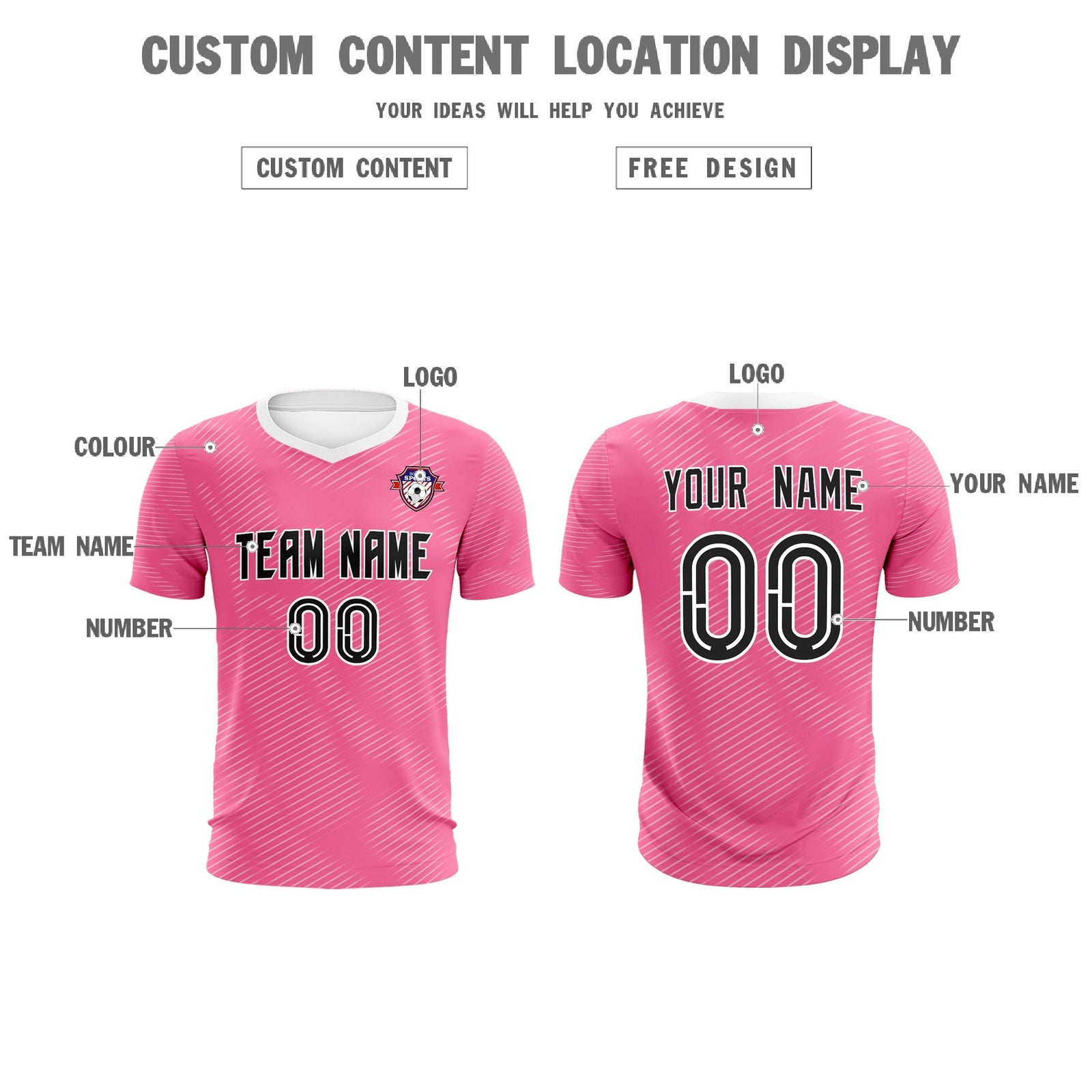 Custom Pink White Training Uniform For Men Soccer Sets Jersey