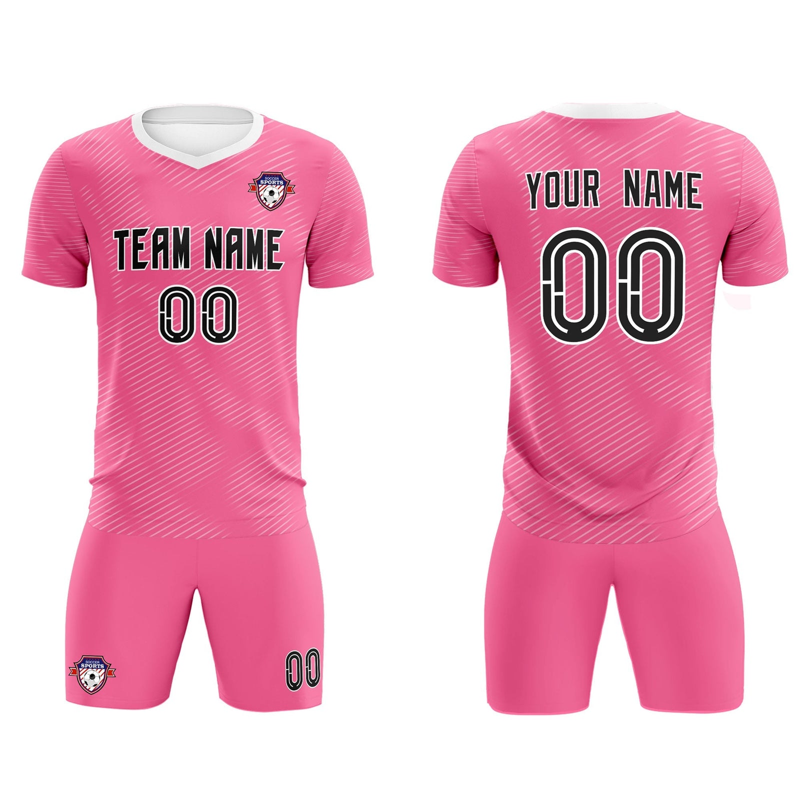 Custom Pink White Training Uniform For Men Soccer Sets Jersey
