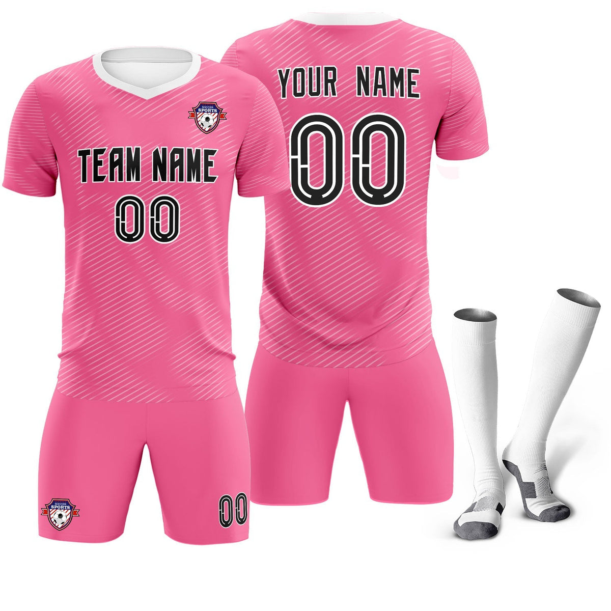 Custom Pink White Training Uniform For Men Soccer Sets Jersey