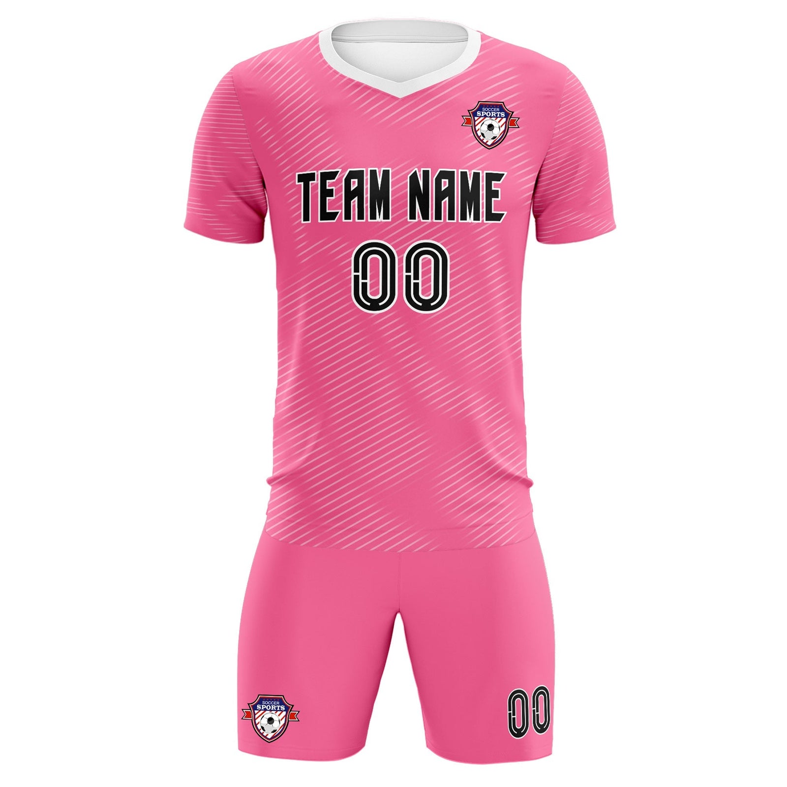 Custom Pink White Training Uniform For Men Soccer Sets Jersey