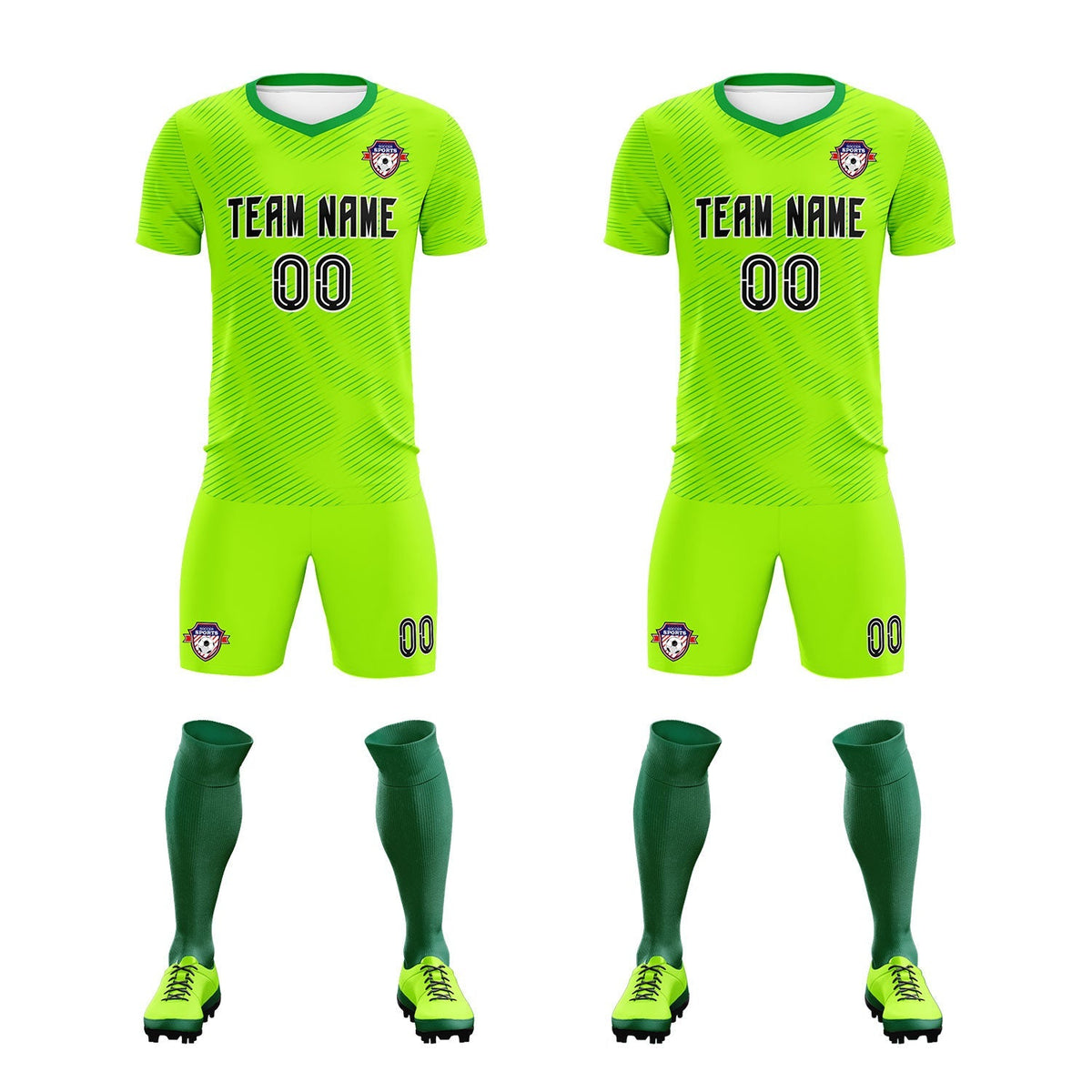 Custom Neon Green Kelly Green Training Uniform For Men Soccer Sets Jersey