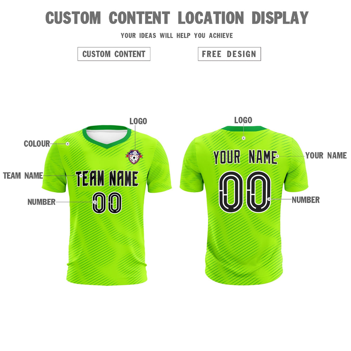 Custom Neon Green Kelly Green Training Uniform For Men Soccer Sets Jersey