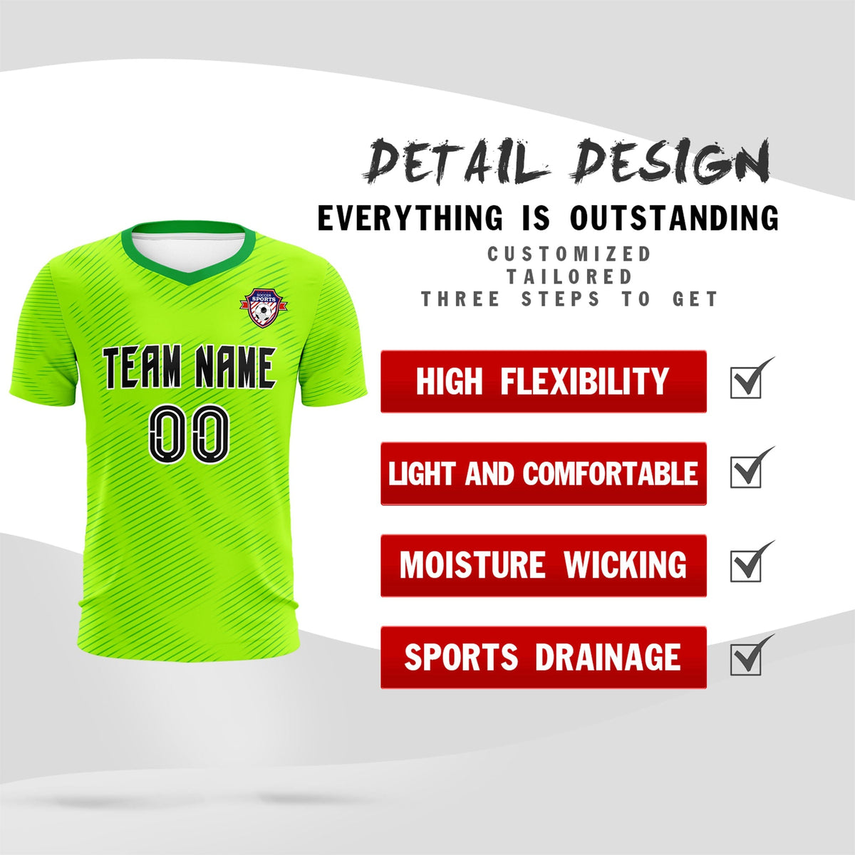 Custom Neon Green Kelly Green Training Uniform For Men Soccer Sets Jersey