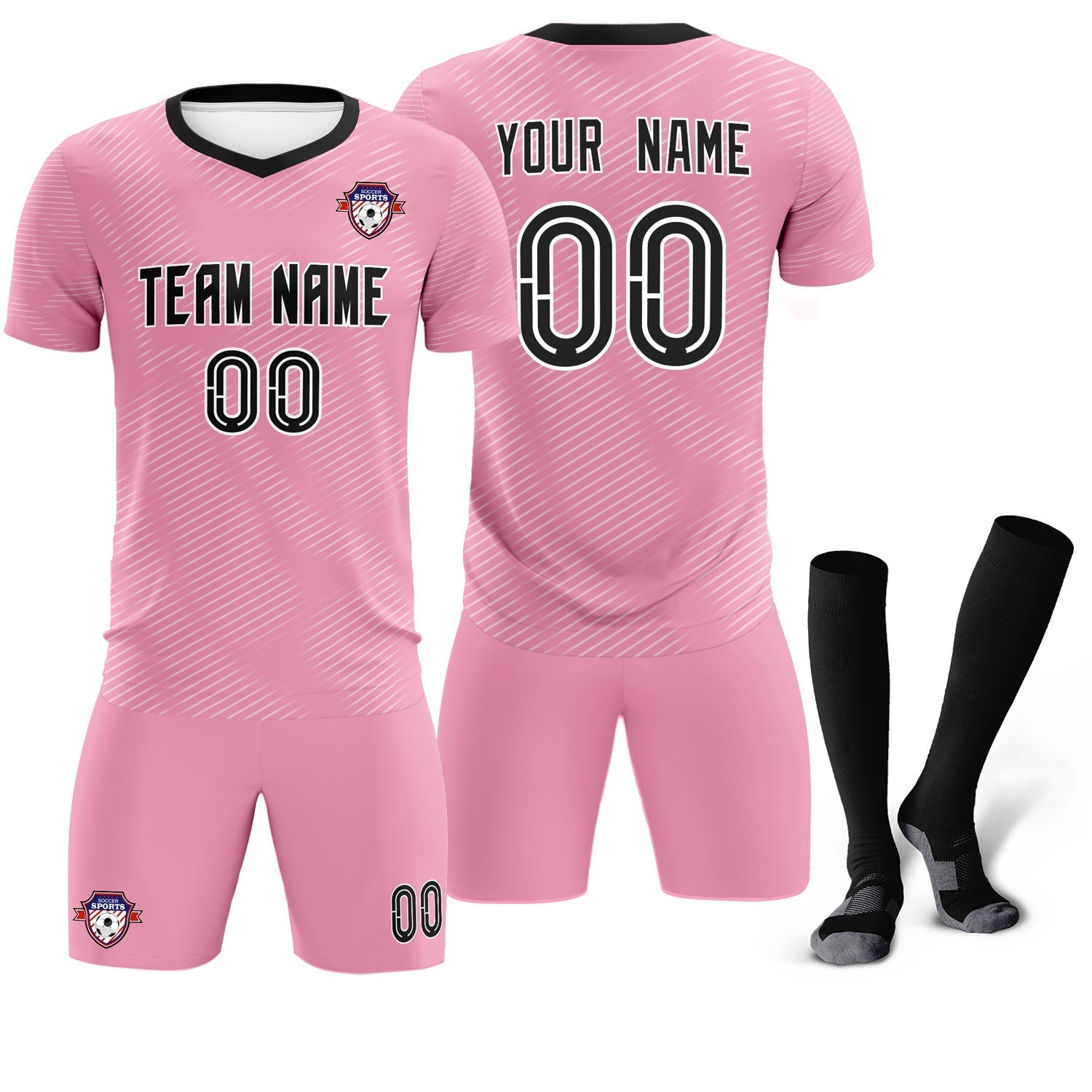 Custom Light Pink White Training Uniform For Men Soccer Sets Jersey