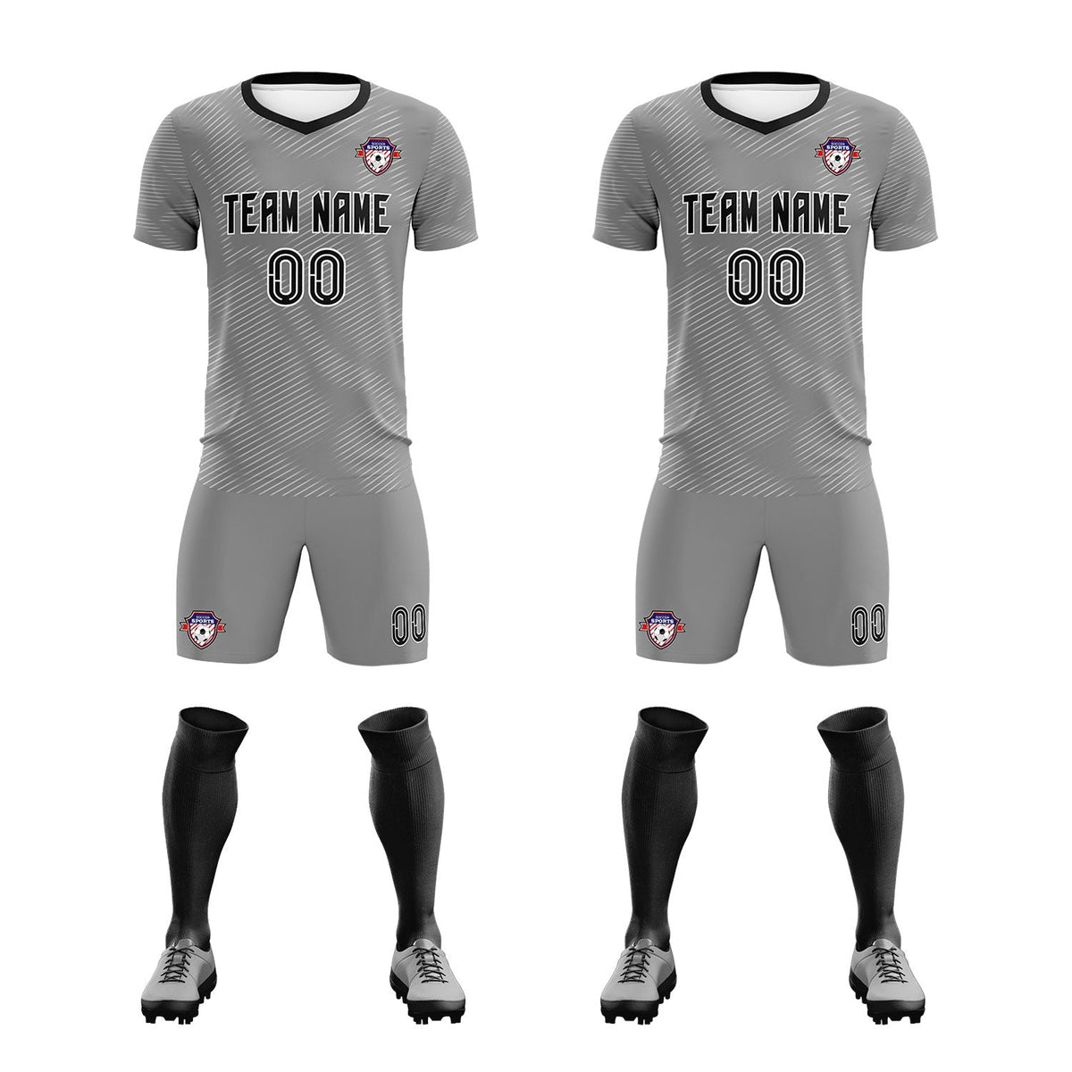 Custom Dark Gray White Training Uniform For Men Soccer Sets Jersey