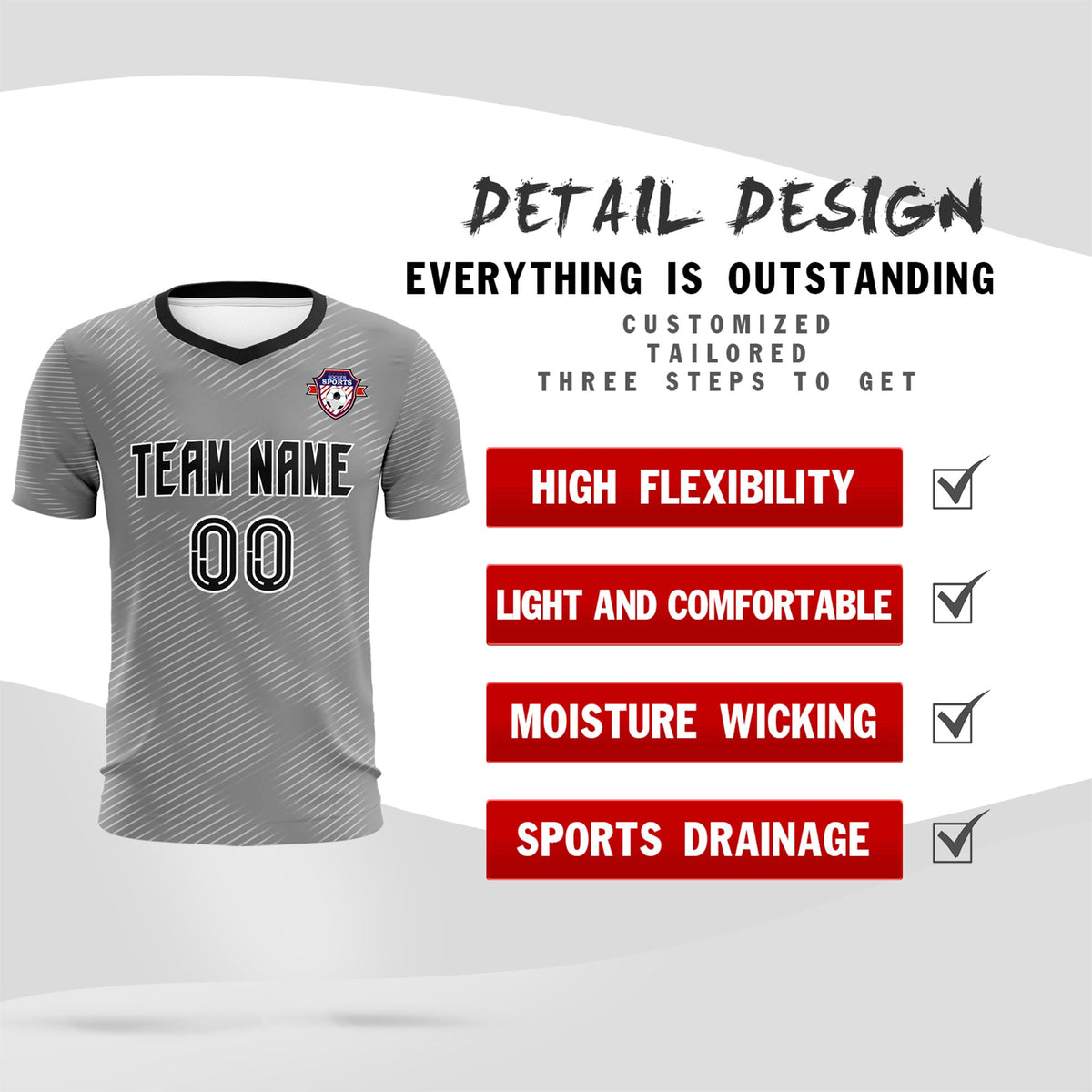 Custom Dark Gray White Training Uniform For Men Soccer Sets Jersey