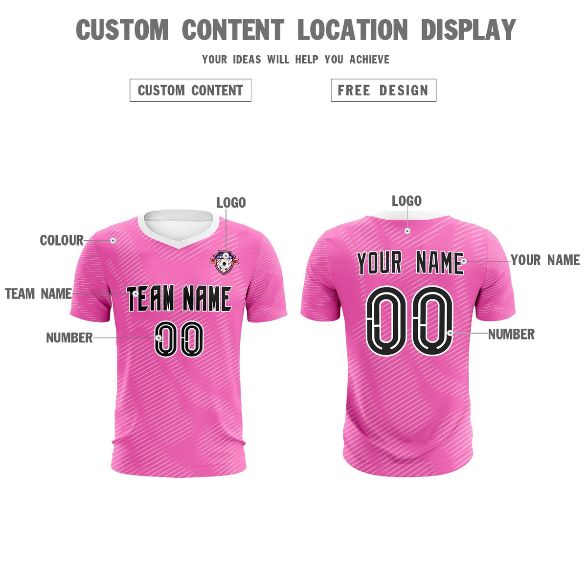Custom Pink White Training Uniform For Men Soccer Sets Jersey