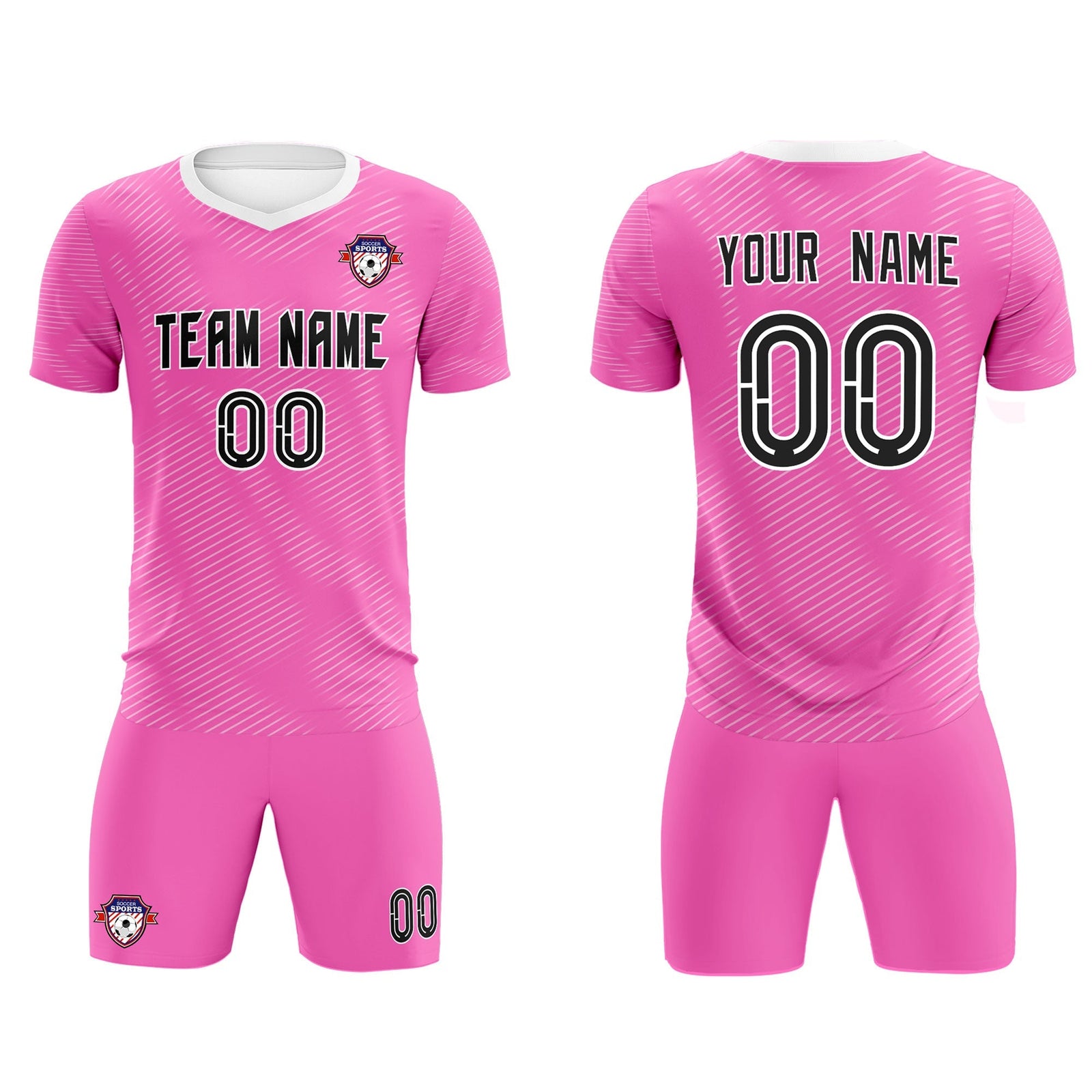 Custom Pink White Training Uniform For Men Soccer Sets Jersey