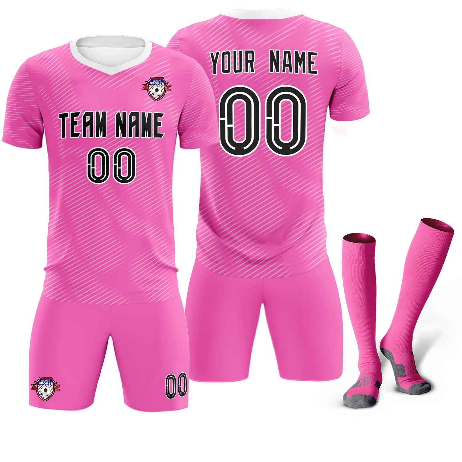 Custom Pink White Training Uniform For Men Soccer Sets Jersey