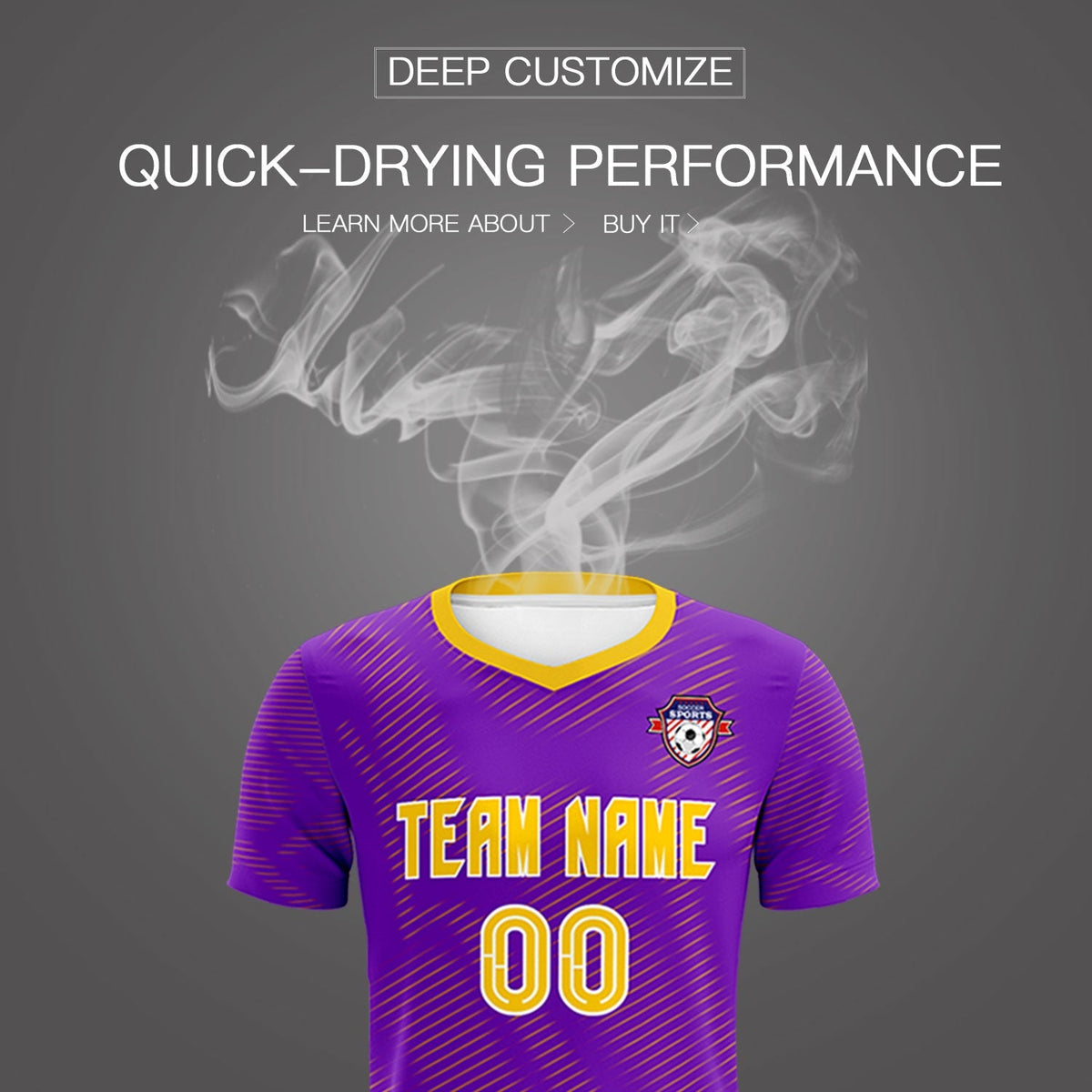Custom Purple Gold Training Uniform For Men Soccer Sets Jersey