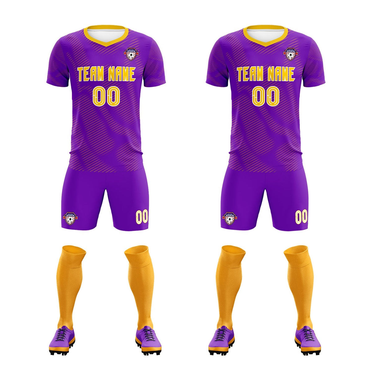 Custom Purple Gold Training Uniform For Men Soccer Sets Jersey