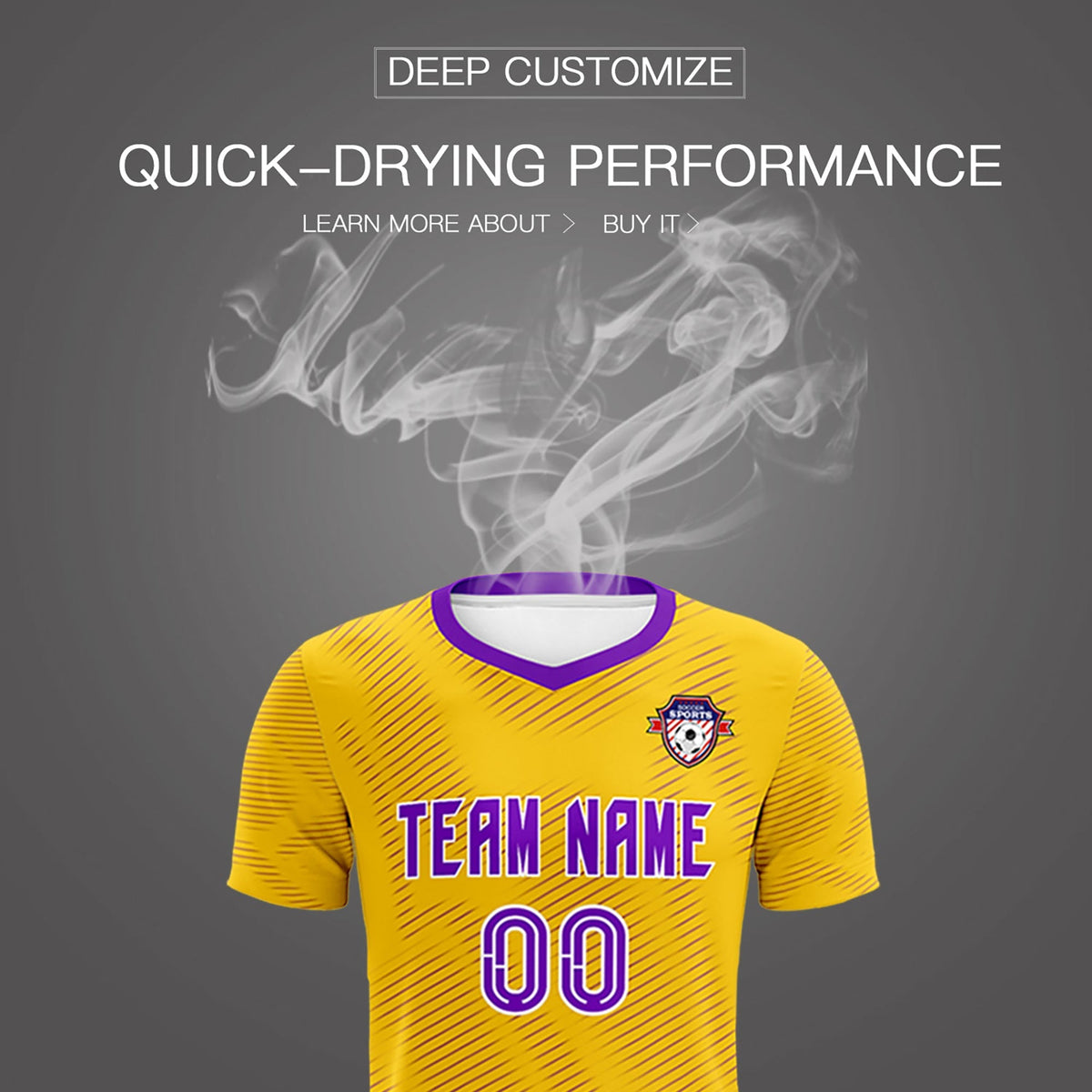 Custom Gold Purple Training Uniform For Men Soccer Sets Jersey