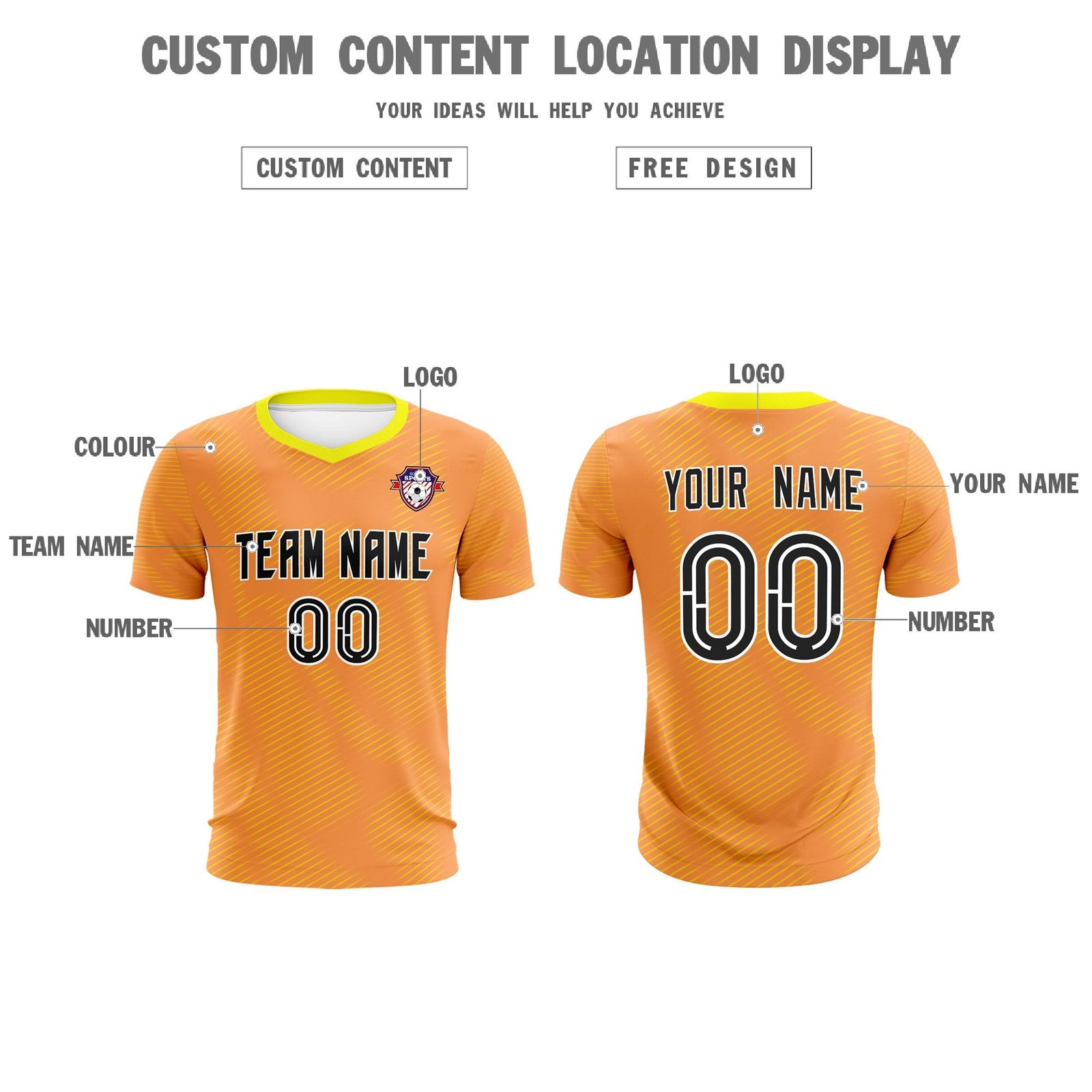 Custom Light Orange Gold Training Uniform For Men Soccer Sets Jersey