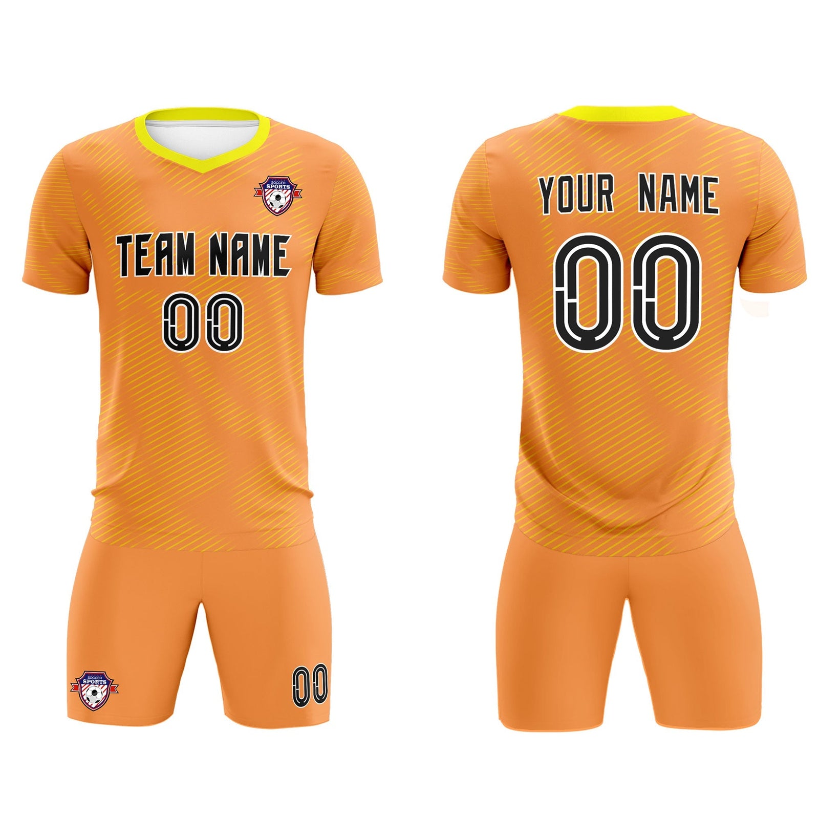 Custom Light Orange Gold Training Uniform For Men Soccer Sets Jersey