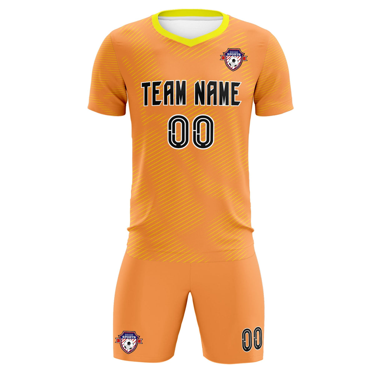 Custom Light Orange Gold Training Uniform For Men Soccer Sets Jersey