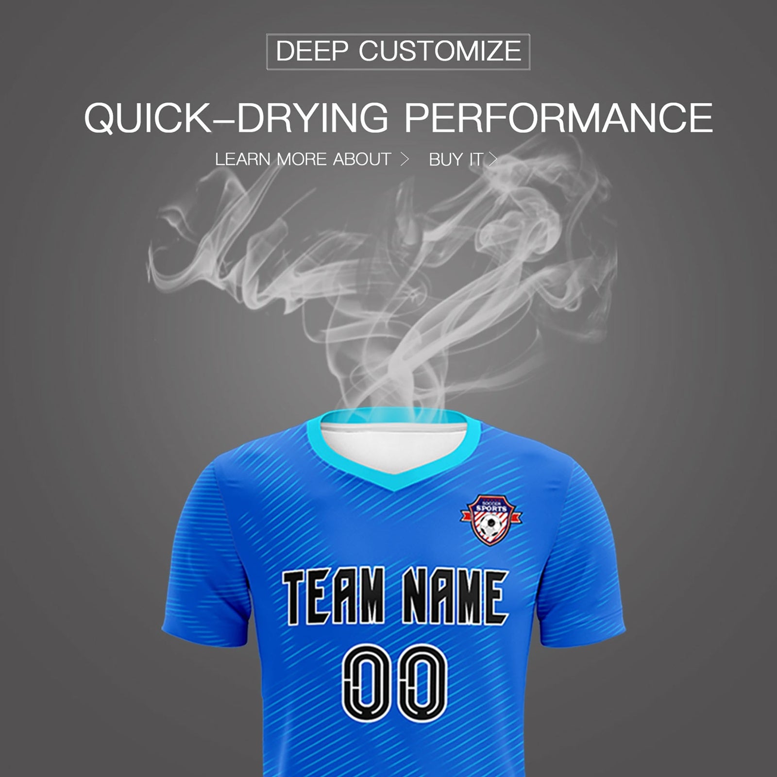 Custom Royal Powder Blue Training Uniform For Men Soccer Sets Jersey