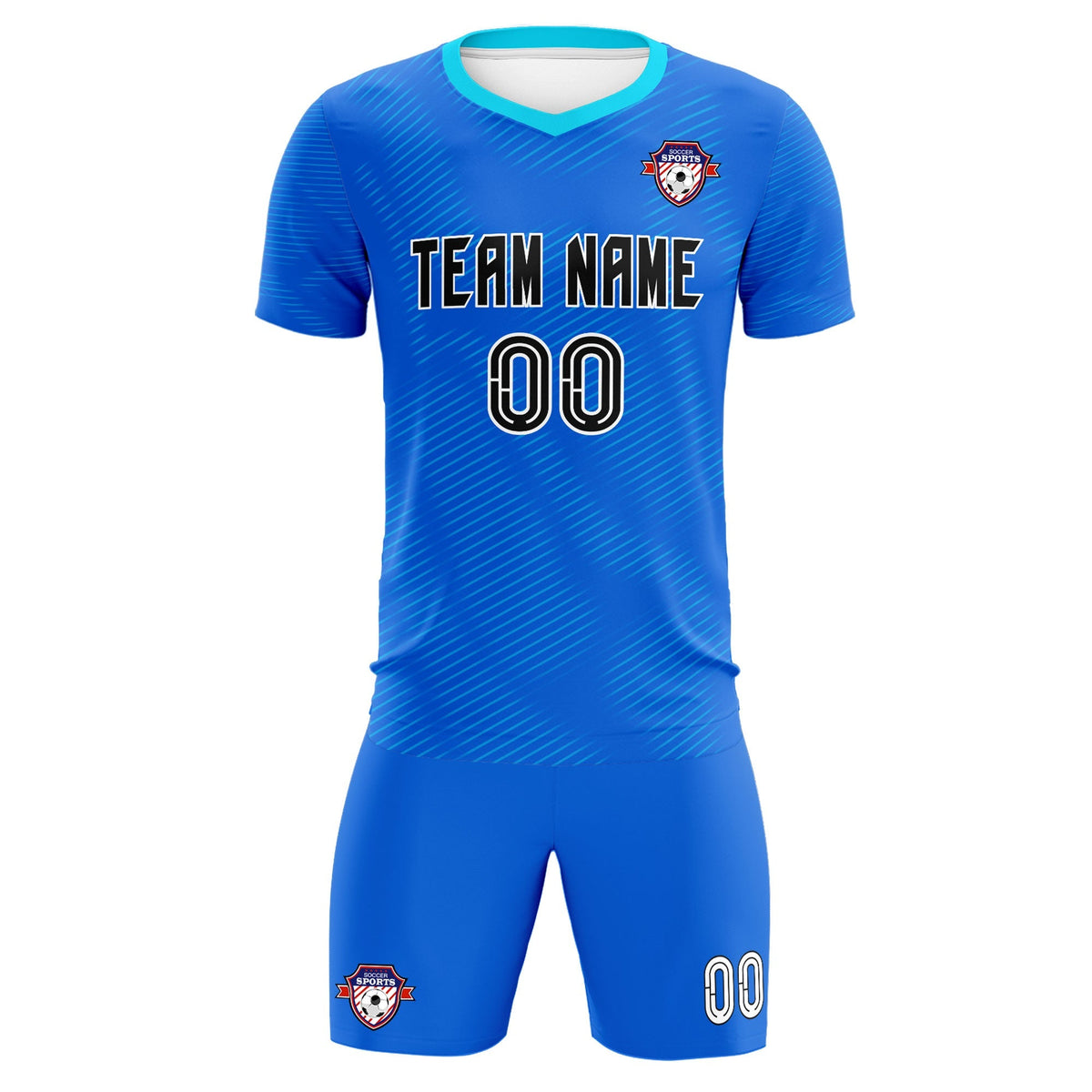 Custom Royal Powder Blue Training Uniform For Men Soccer Sets Jersey