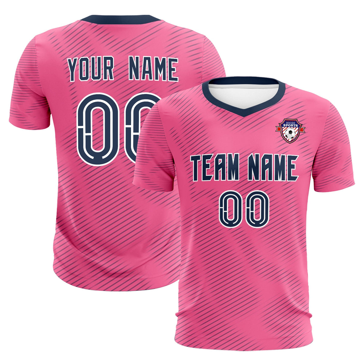Custom Pink Navy Training Uniform For Men Soccer Sets Jersey
