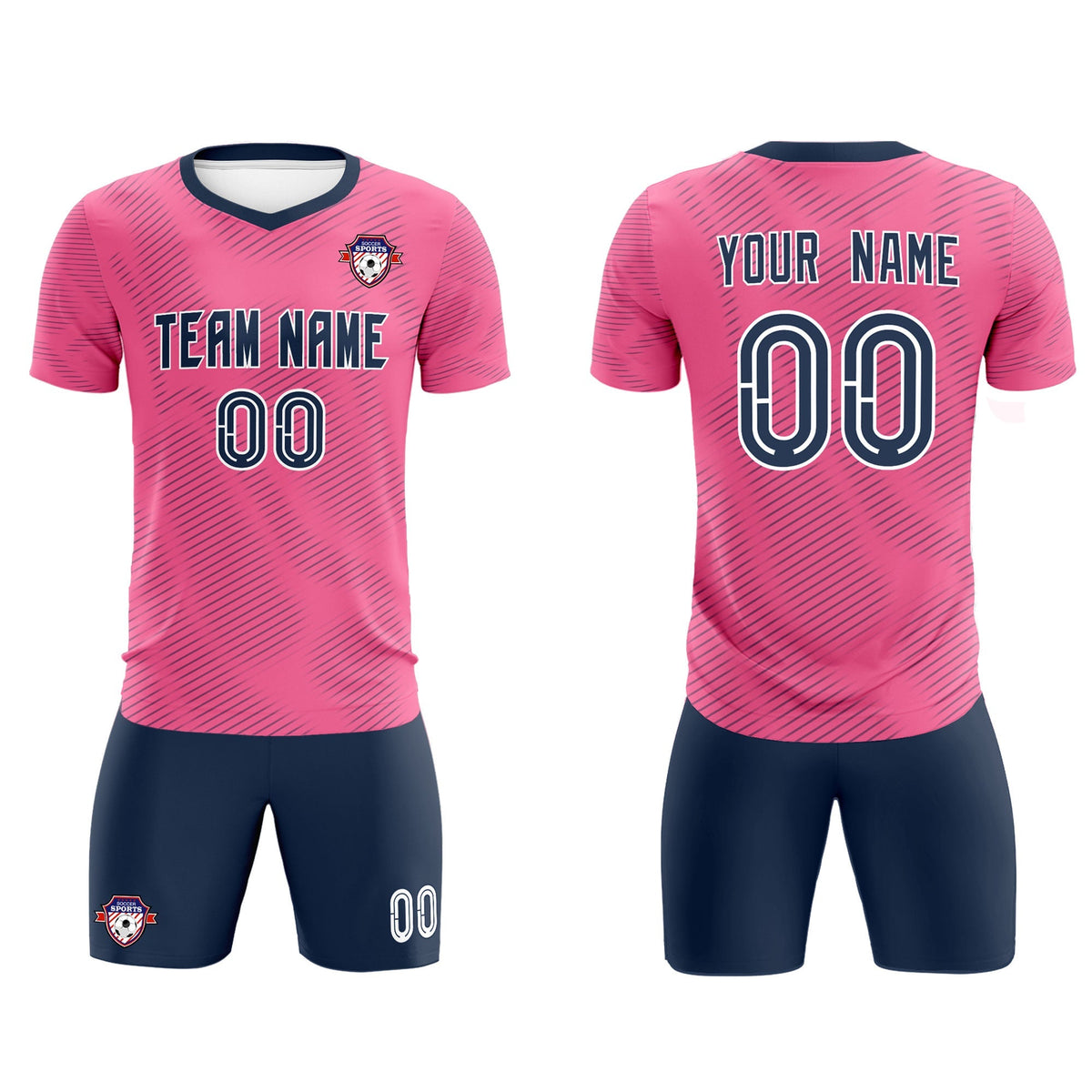 Custom Pink Navy Training Uniform For Men Soccer Sets Jersey