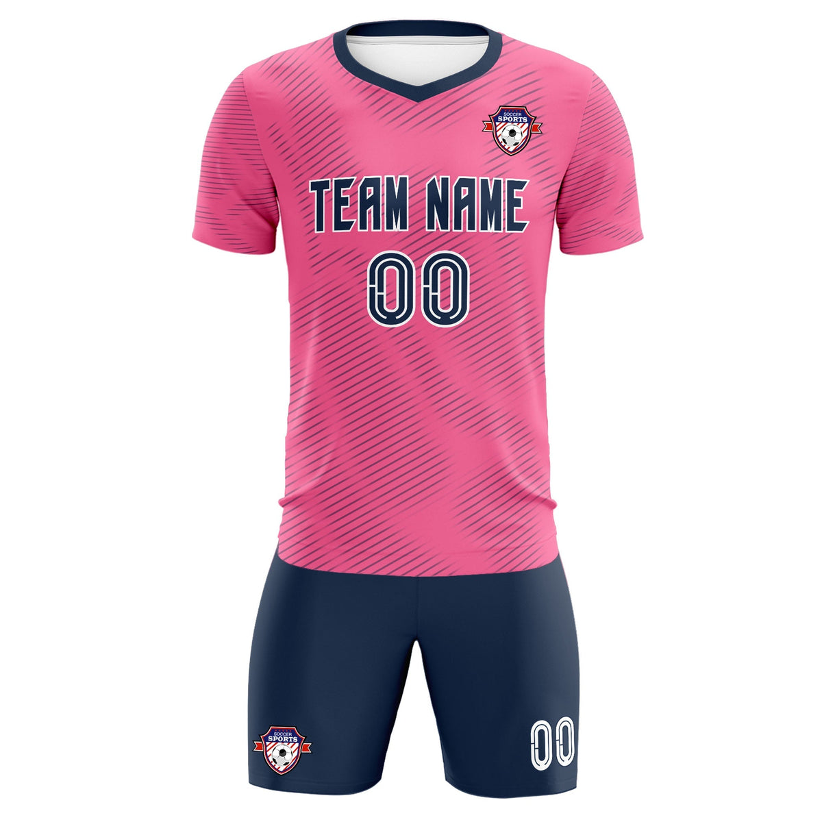 Custom Pink Navy Training Uniform For Men Soccer Sets Jersey