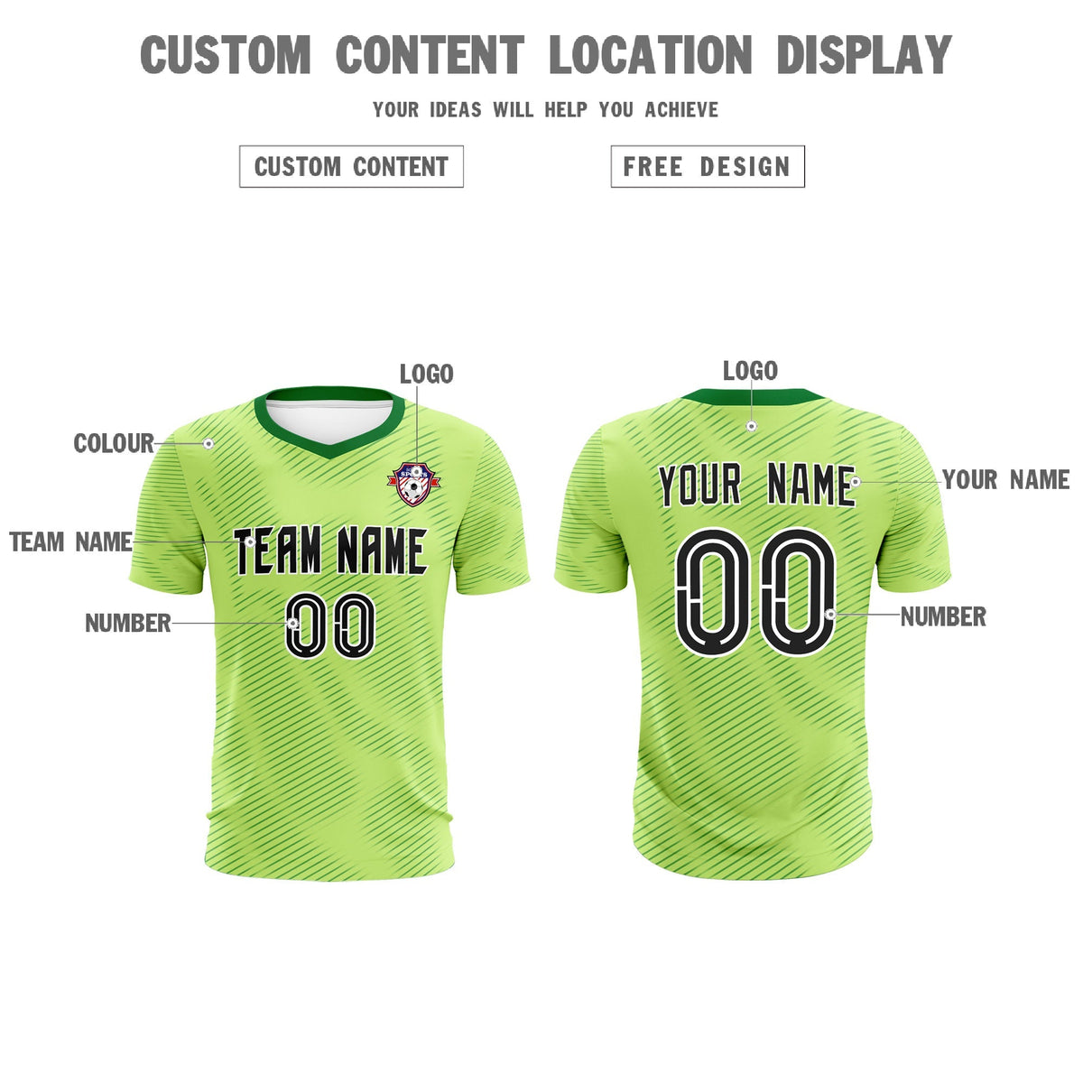 Custom Green Kelly Green Training Uniform For Men Soccer Sets Jersey