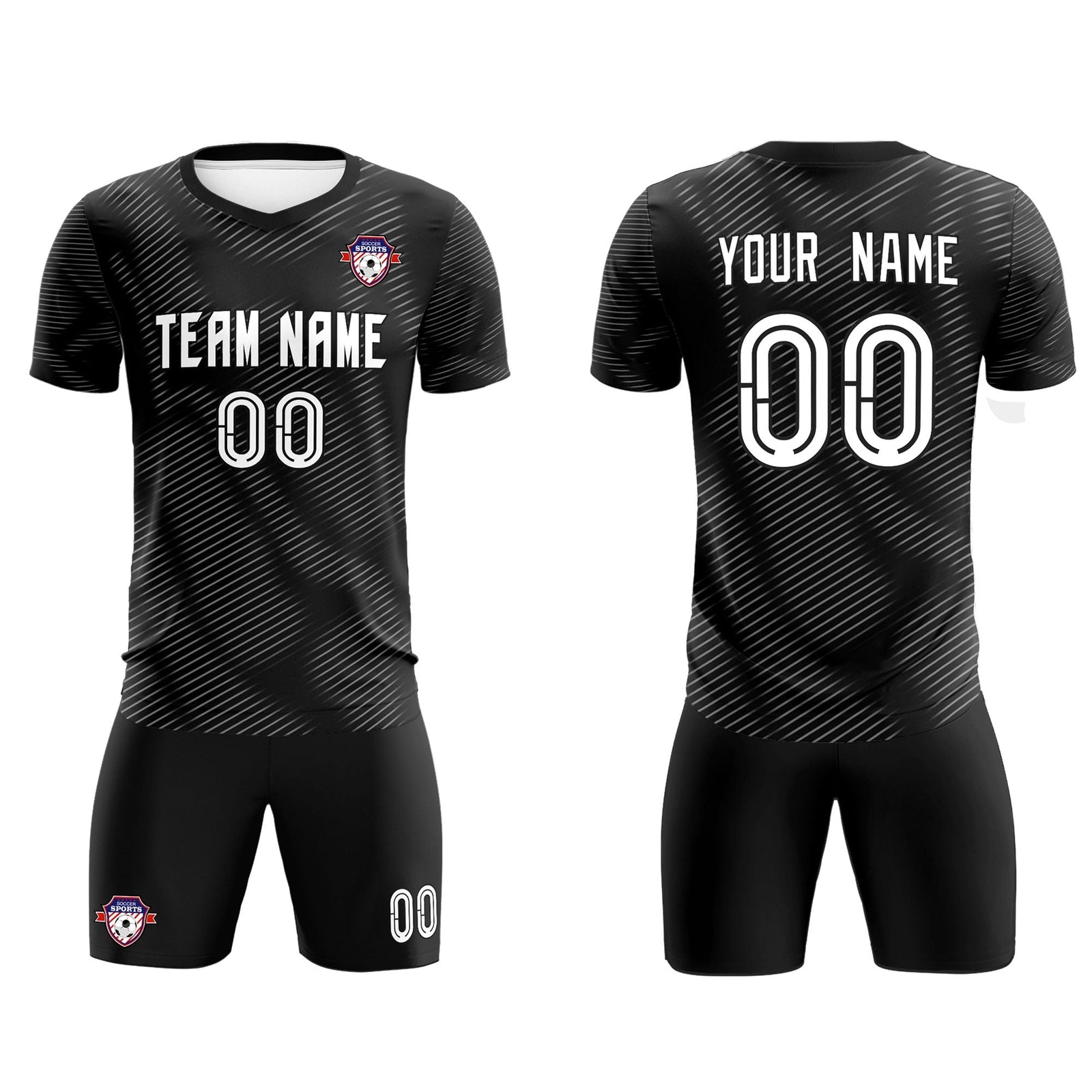 Custom Black White Training Uniform For Men Soccer Sets Jersey