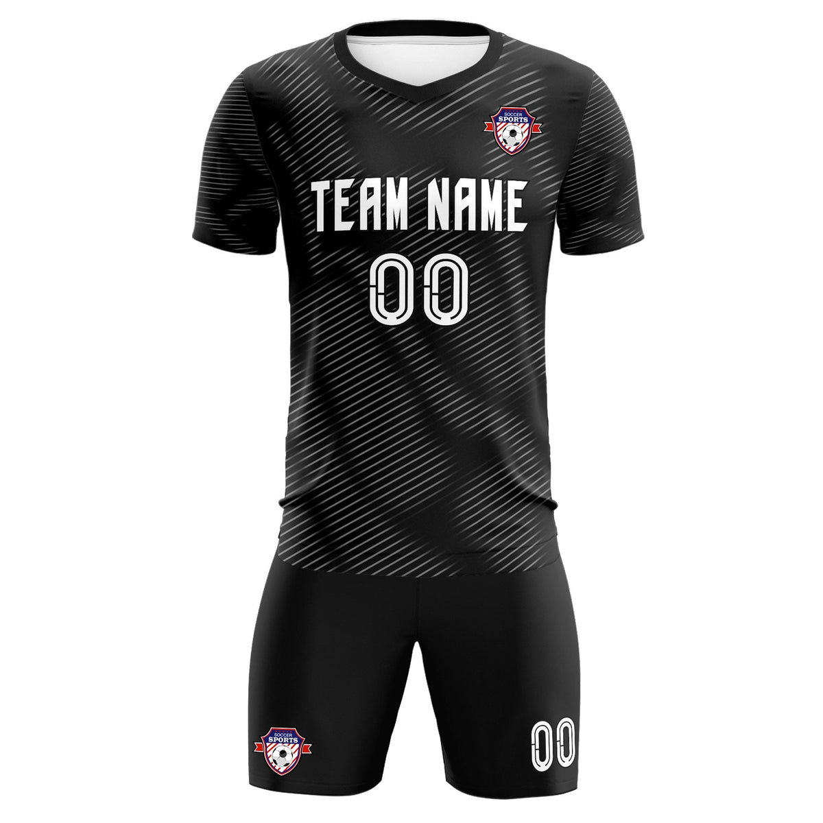 Custom Black White Training Uniform For Men Soccer Sets Jersey