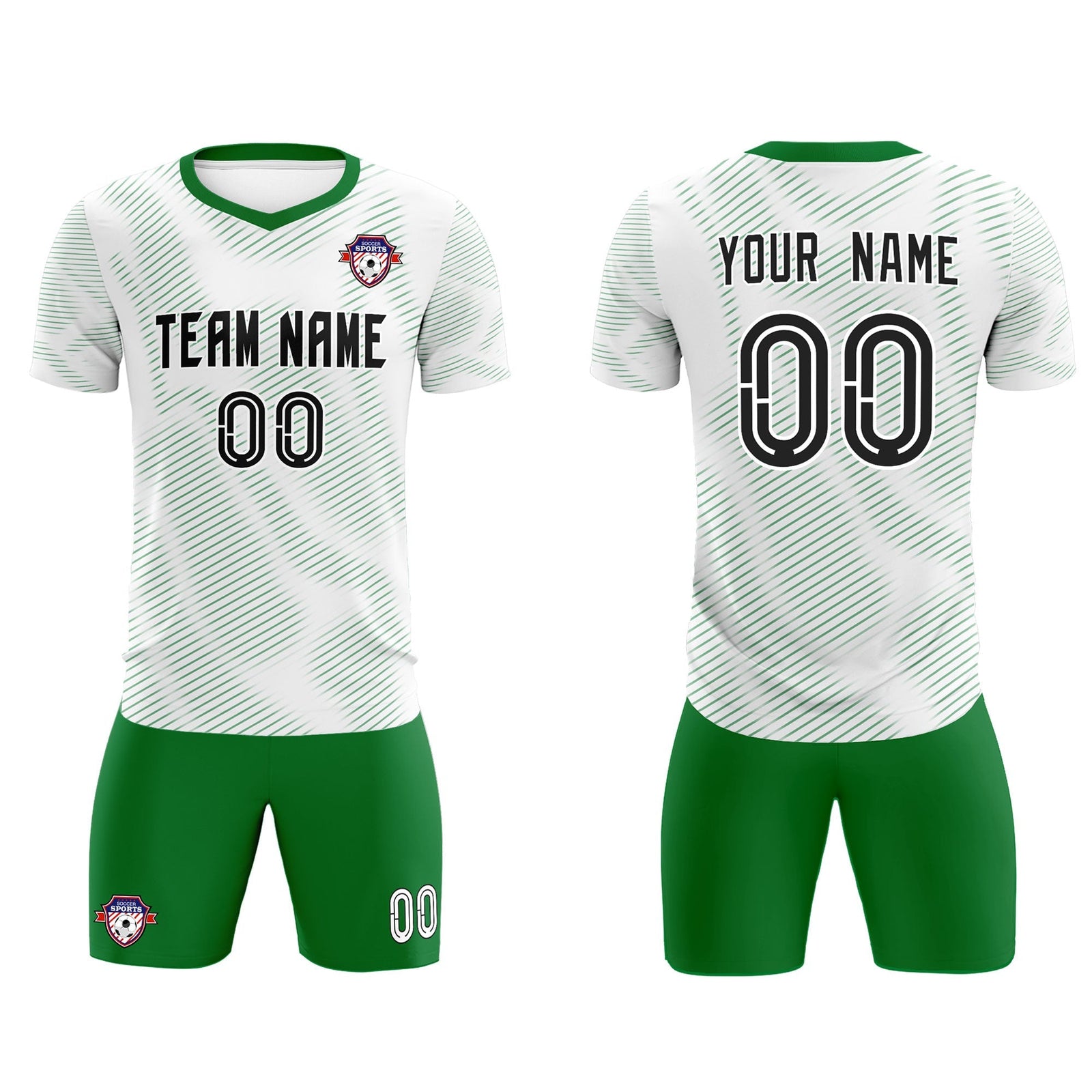Custom White Kelly Green Training Uniform For Men Soccer Sets Jersey