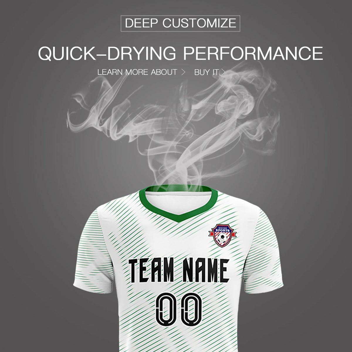 Custom White Kelly Green Training Uniform For Men Soccer Sets Jersey
